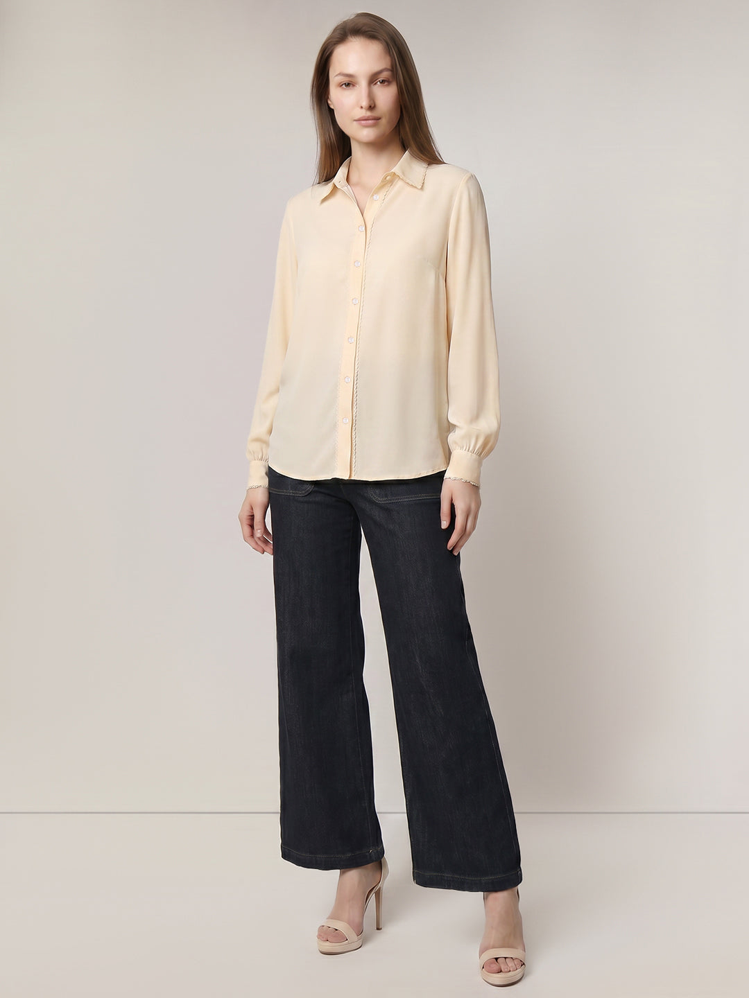 Lace Trim Puff Sleeves Shirt