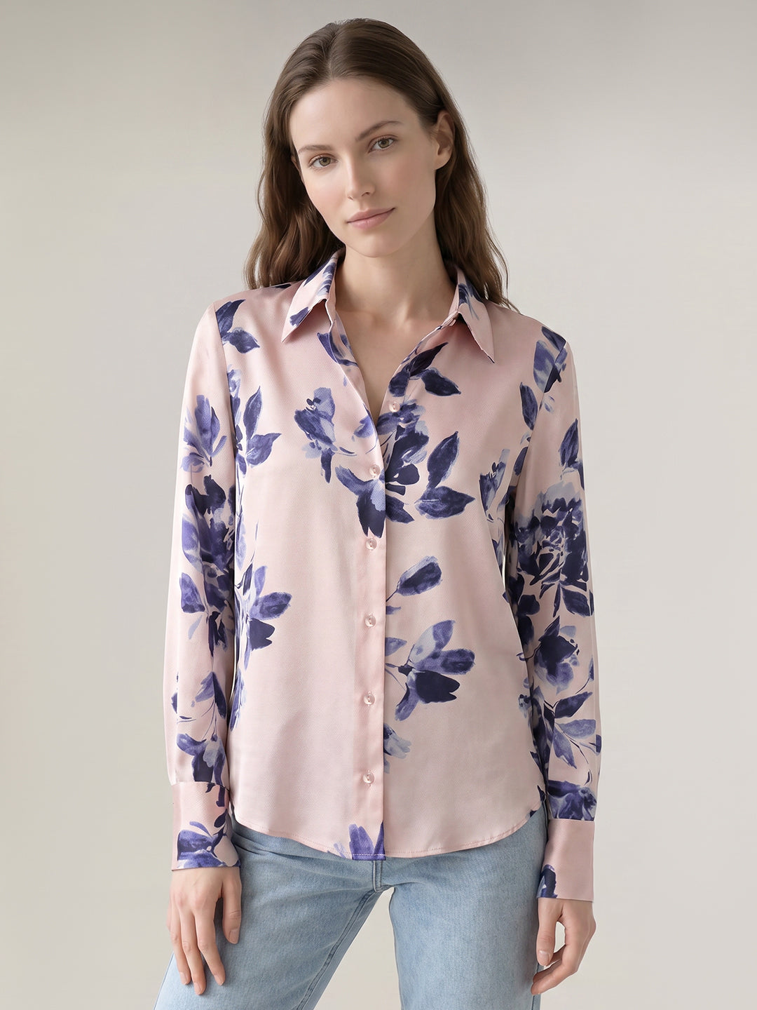 Peach Floral Print Shirt