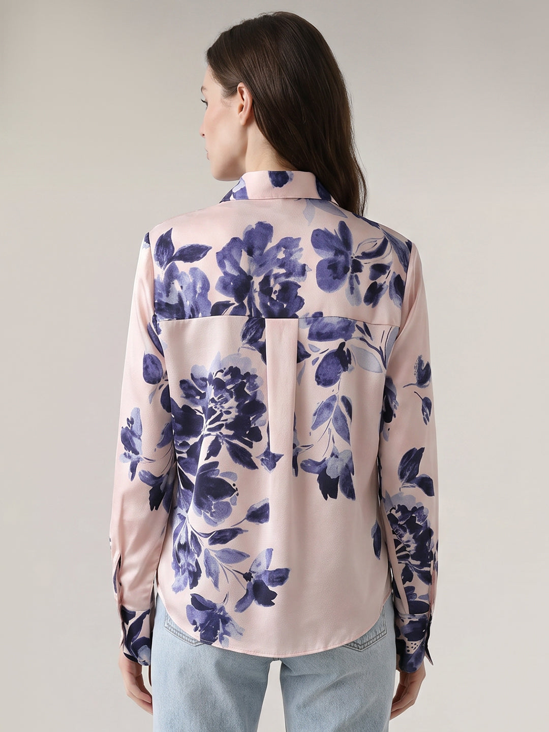 Peach Floral Print Shirt