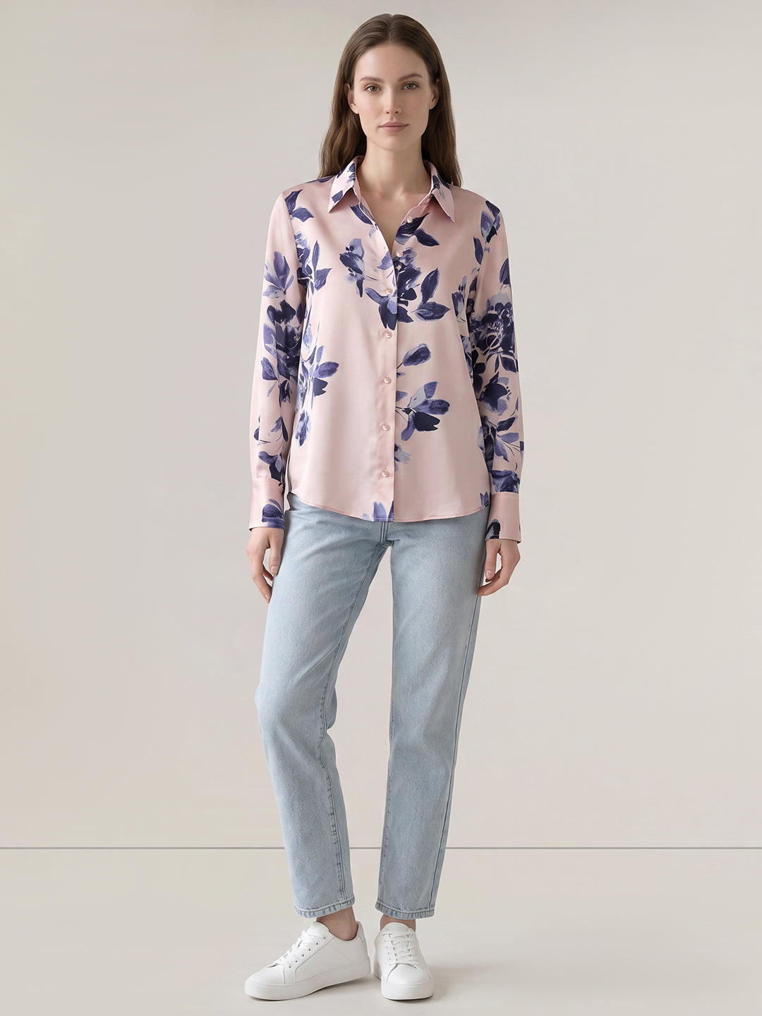 Peach Floral Print Shirt