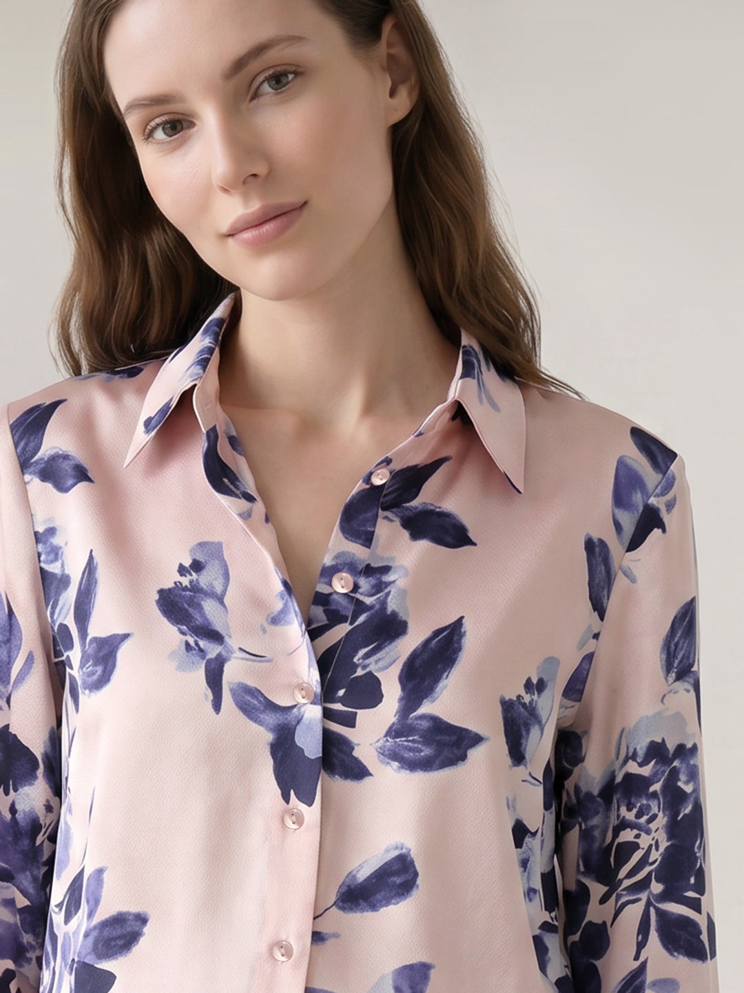 Peach Floral Print Shirt