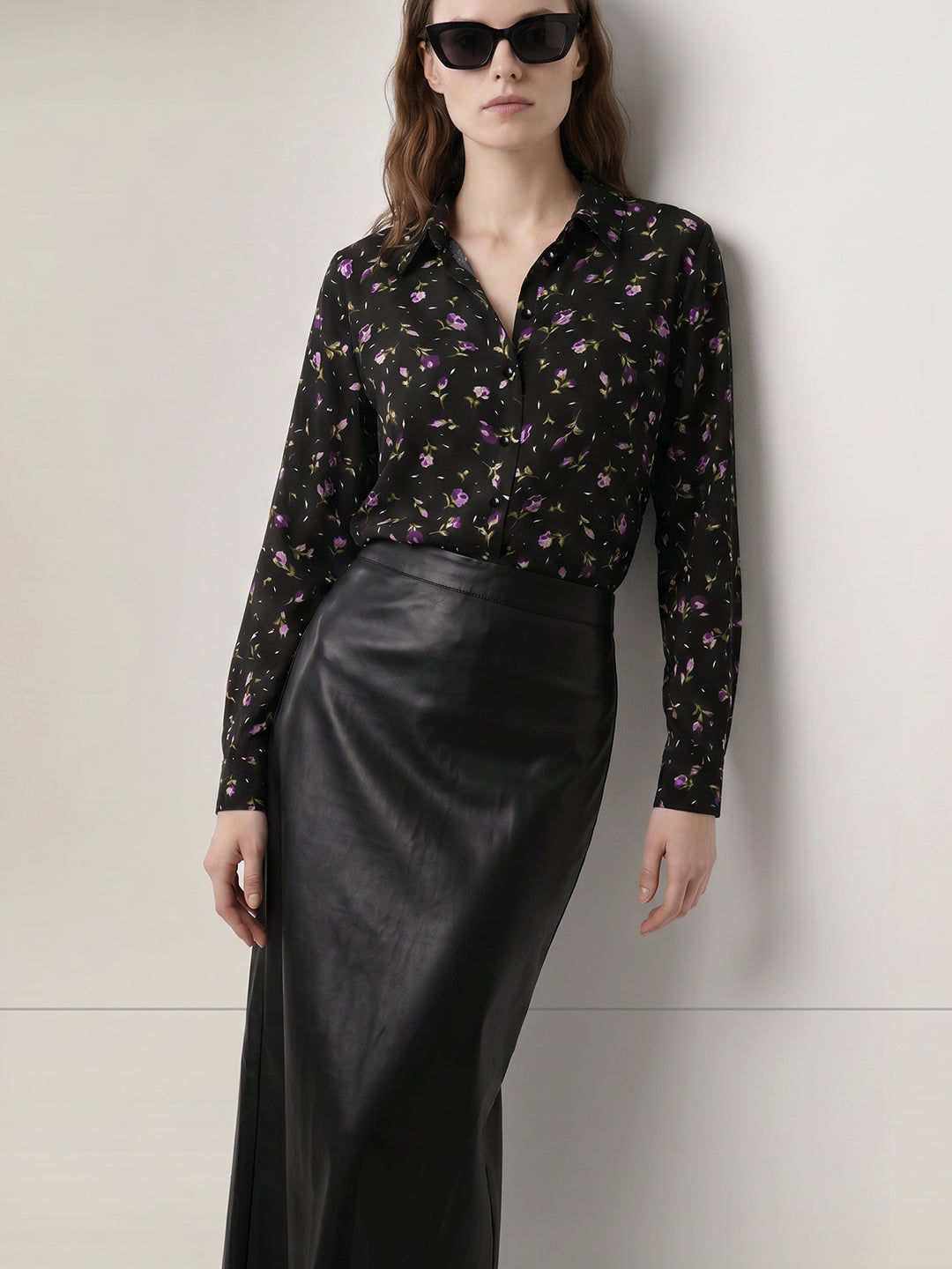 Black Floral Print Shirt