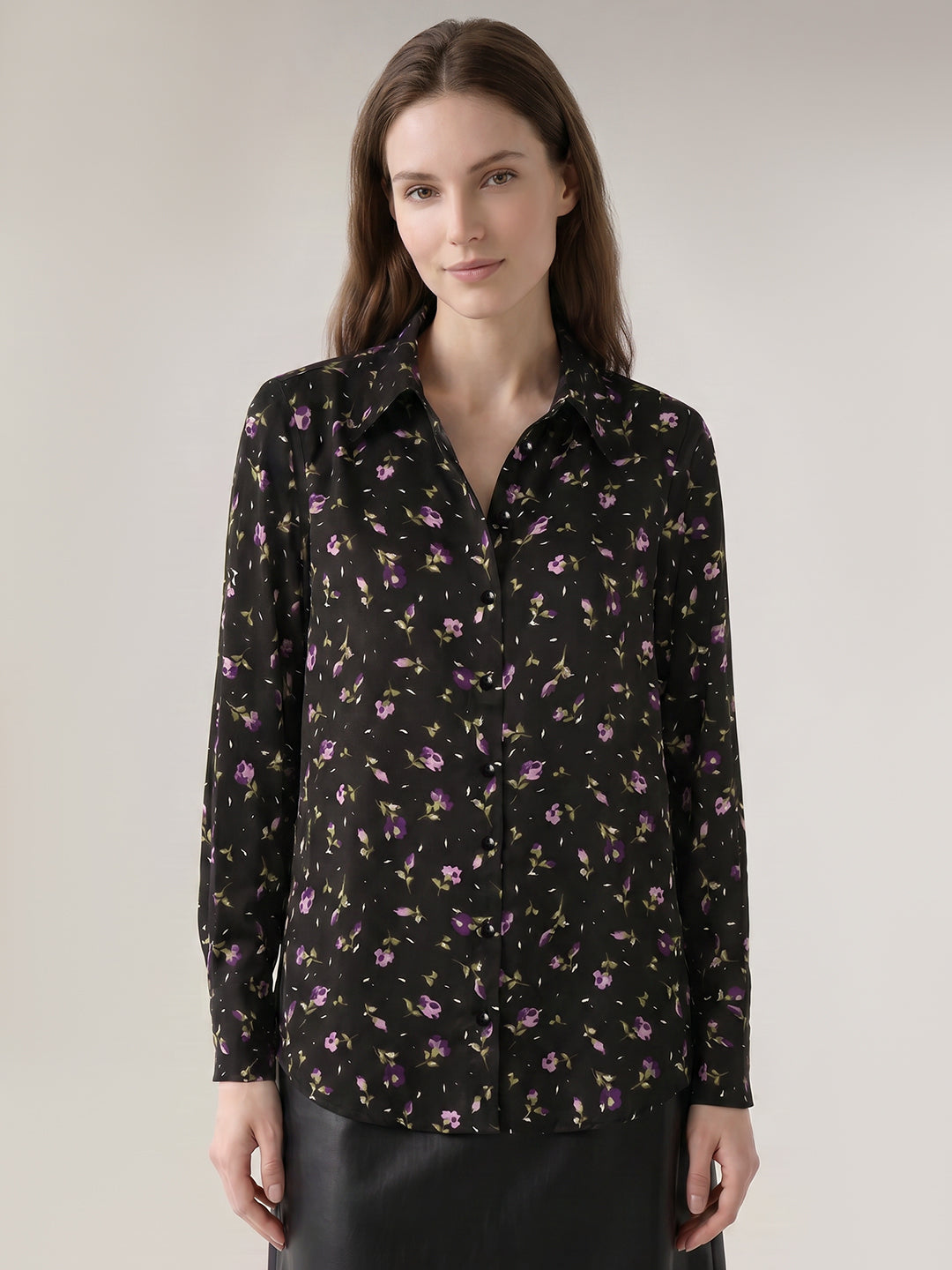 Black Floral Print Shirt