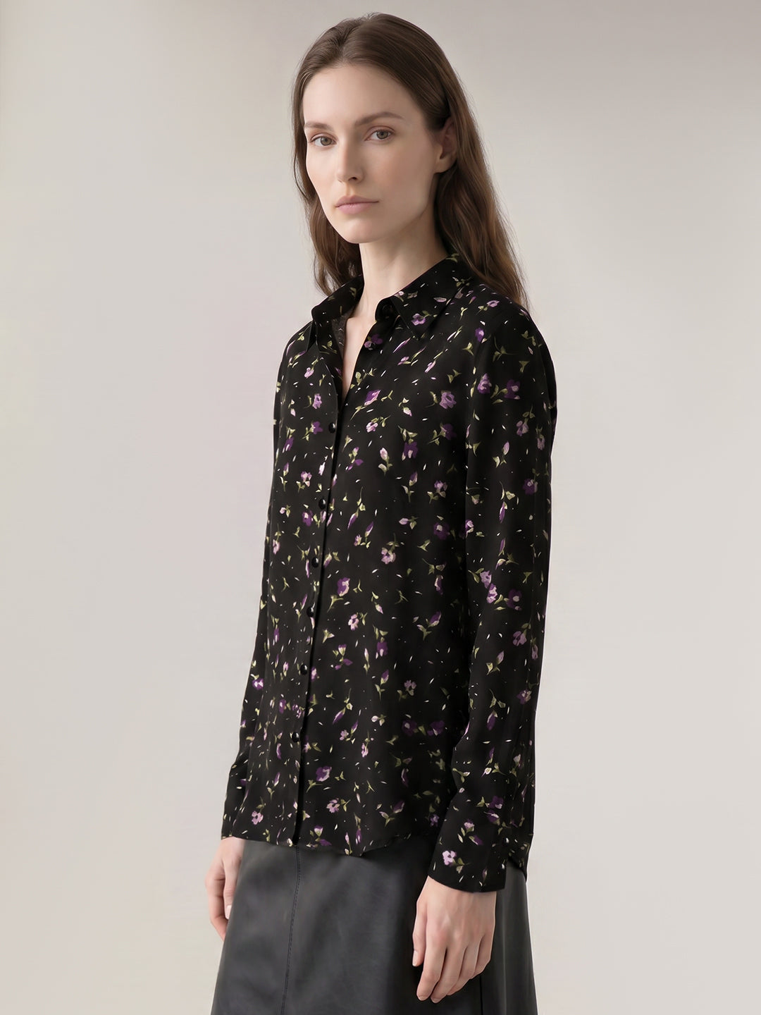 Black Floral Print Shirt