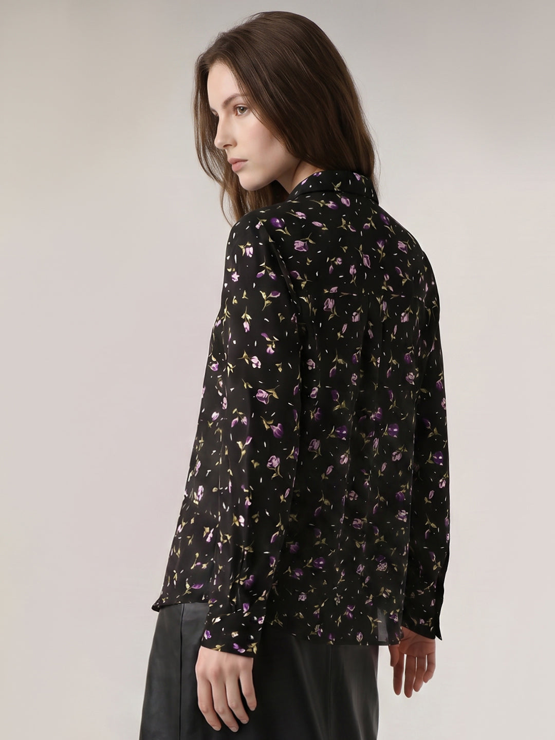 Black Floral Print Shirt