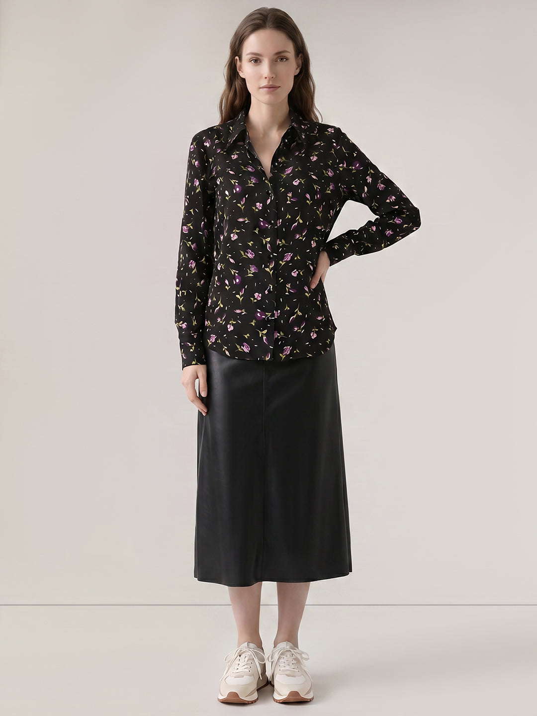 Black Floral Print Shirt
