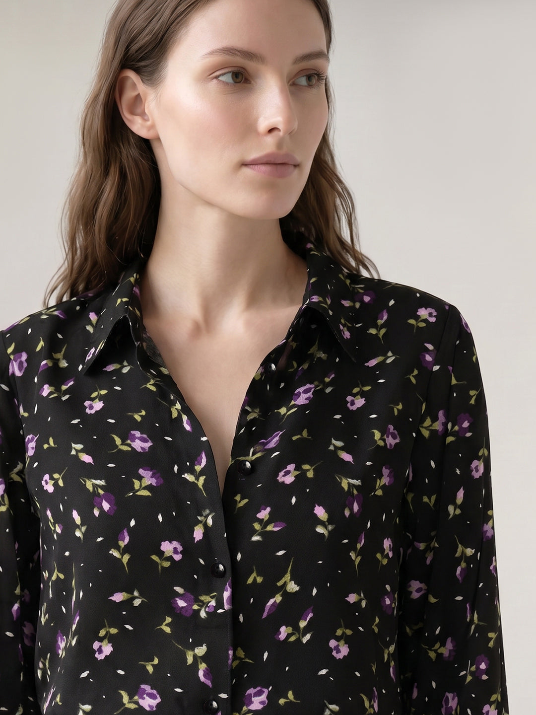 Black Floral Print Shirt