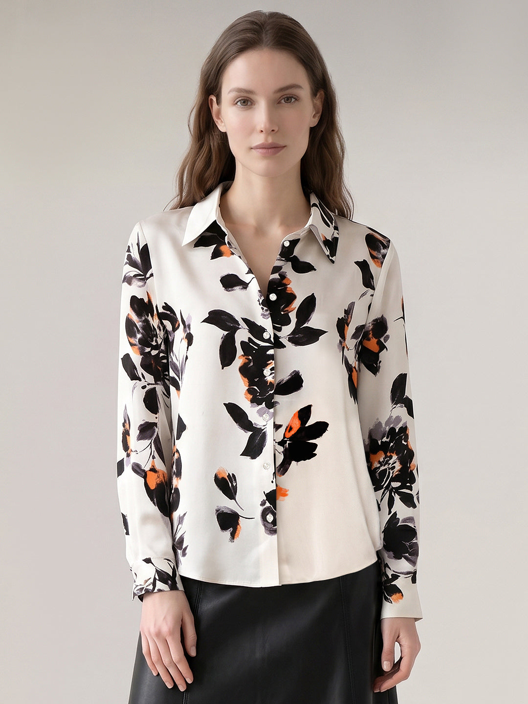 White Floral Print Shirt