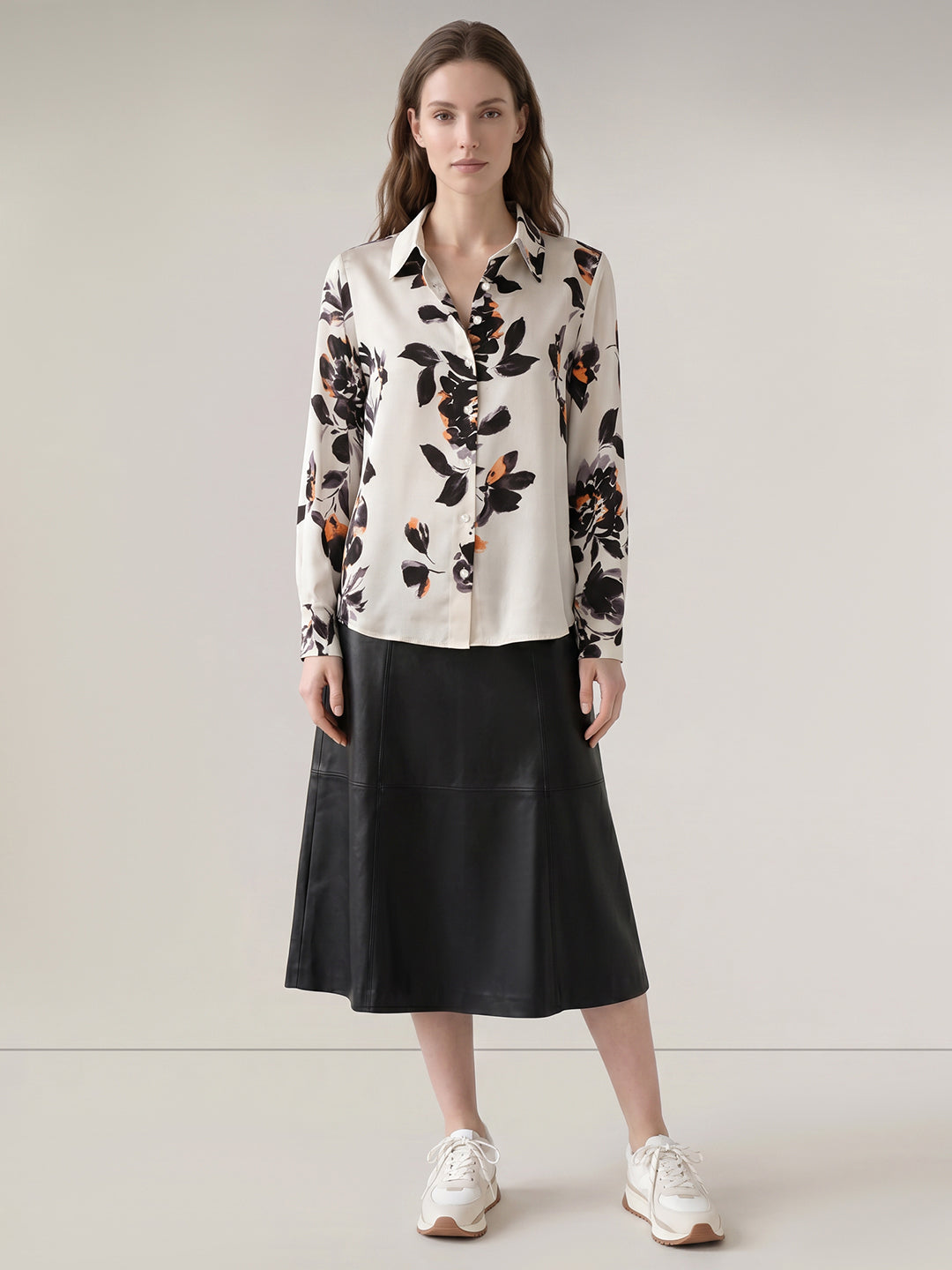 White Floral Print Shirt