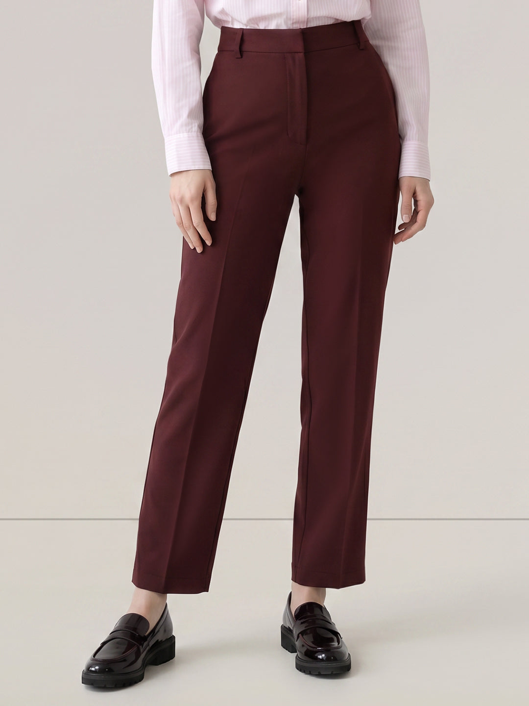 Brown Mid Rise Pants