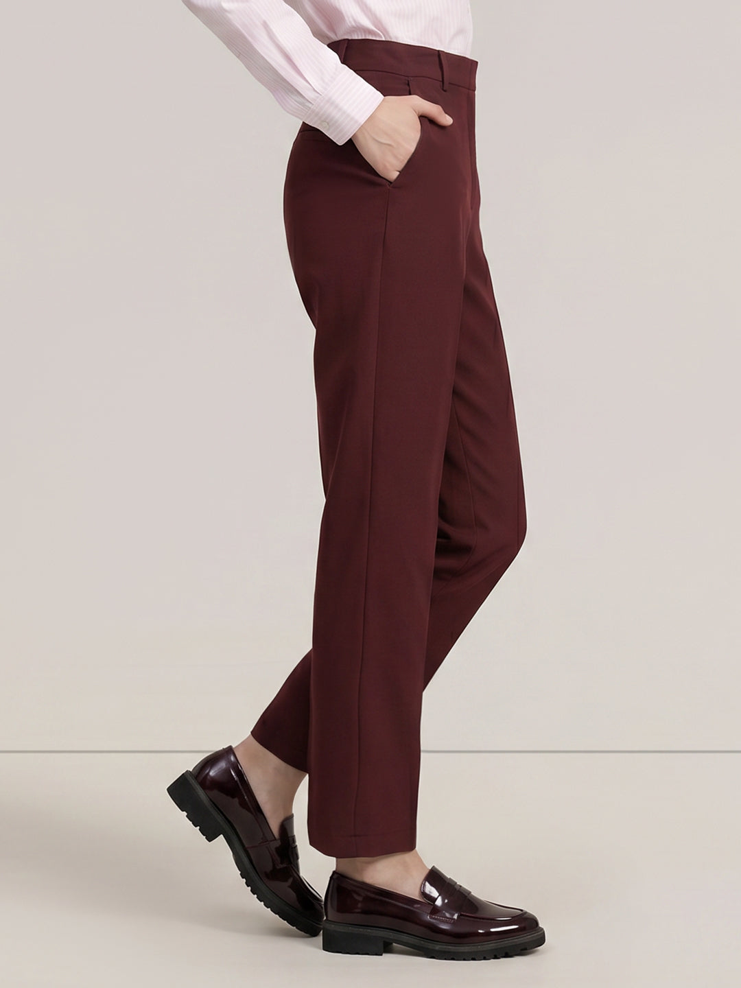 Brown Mid Rise Pants