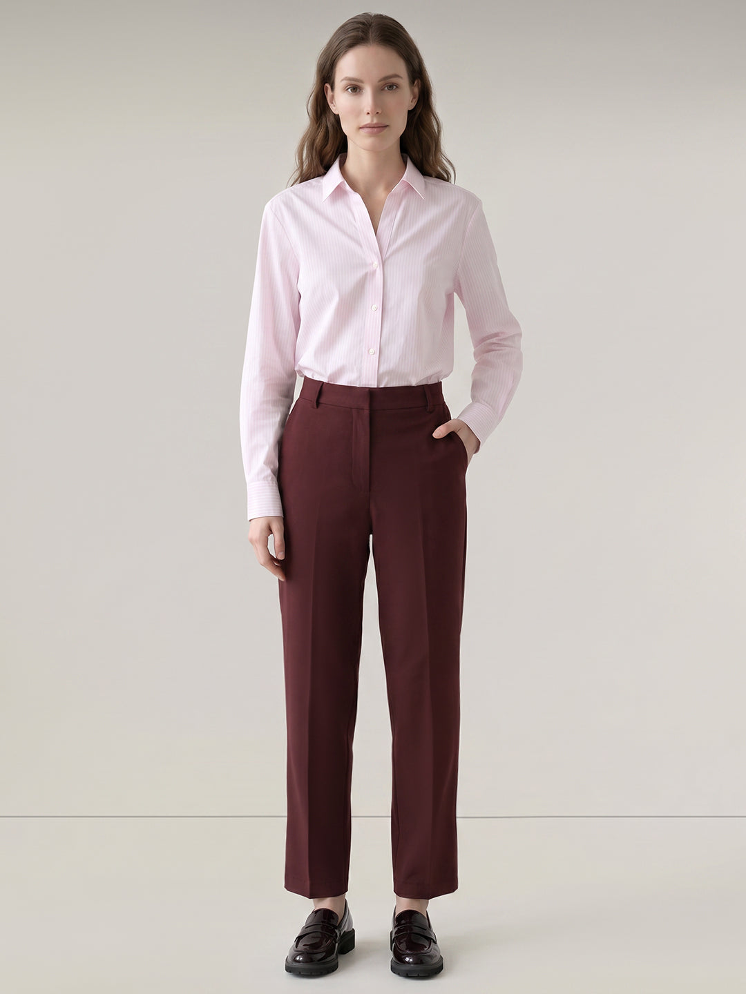Brown Mid Rise Pants