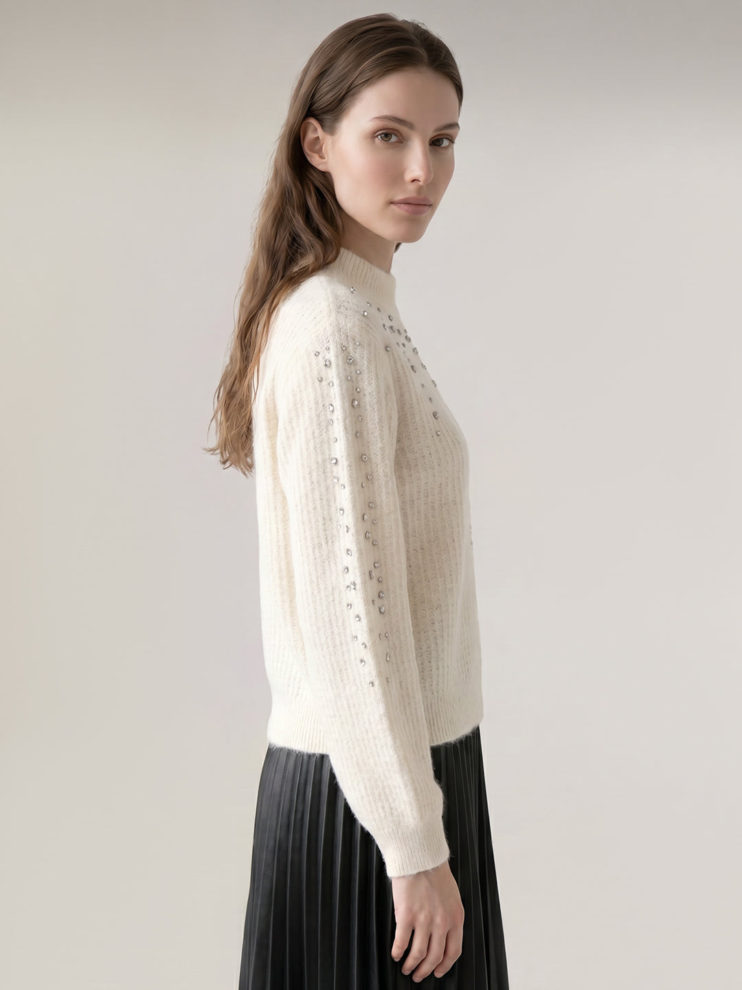Embellished High Neck Pullover