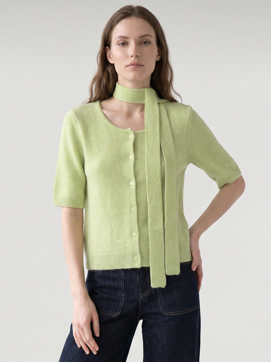 Green Scarf Cardigan