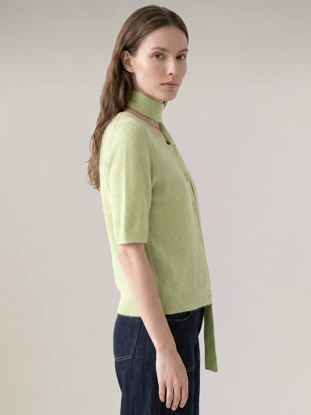 Green Scarf Cardigan