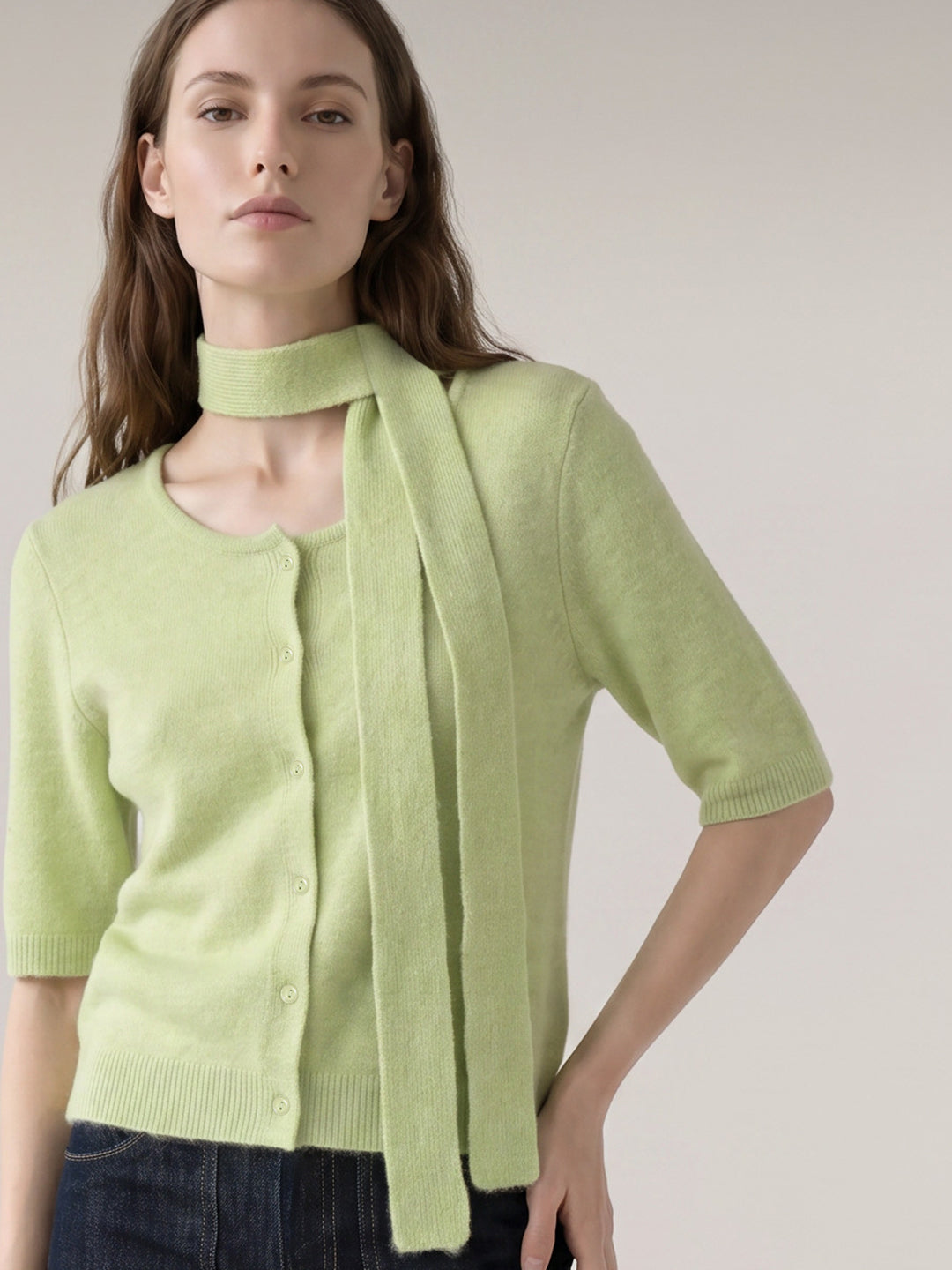 Green Scarf Cardigan