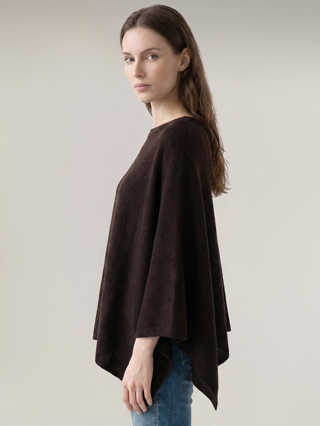 Dark Brown O-Neck Cape