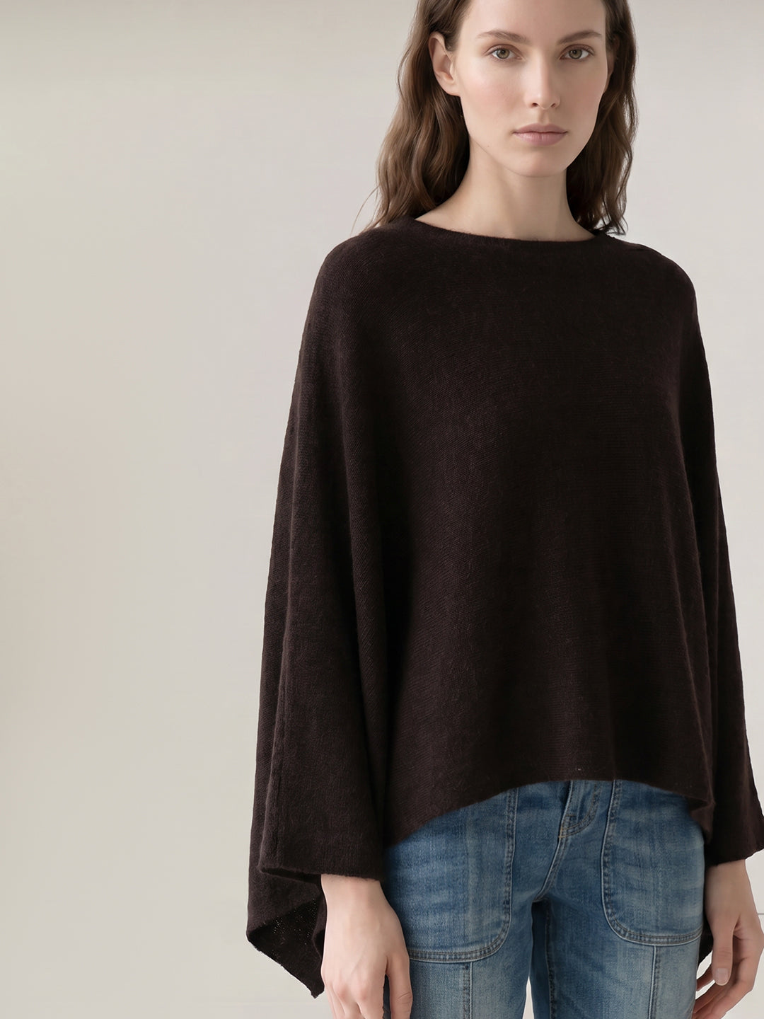 Dark Brown O-Neck Cape
