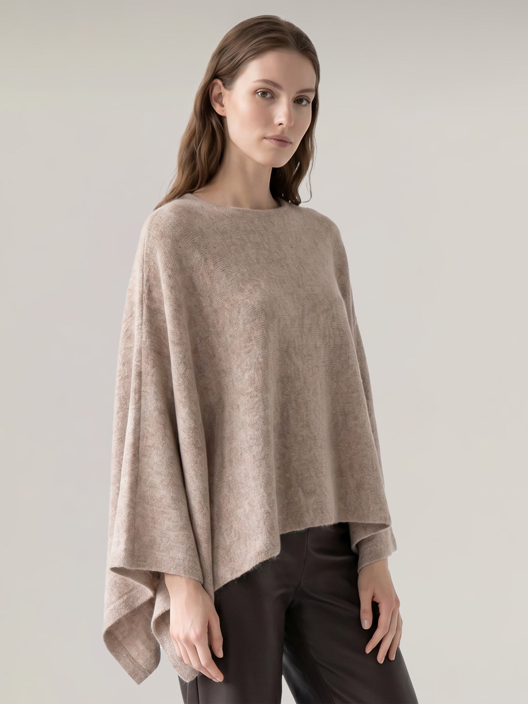 Light Brown O-Neck Cape