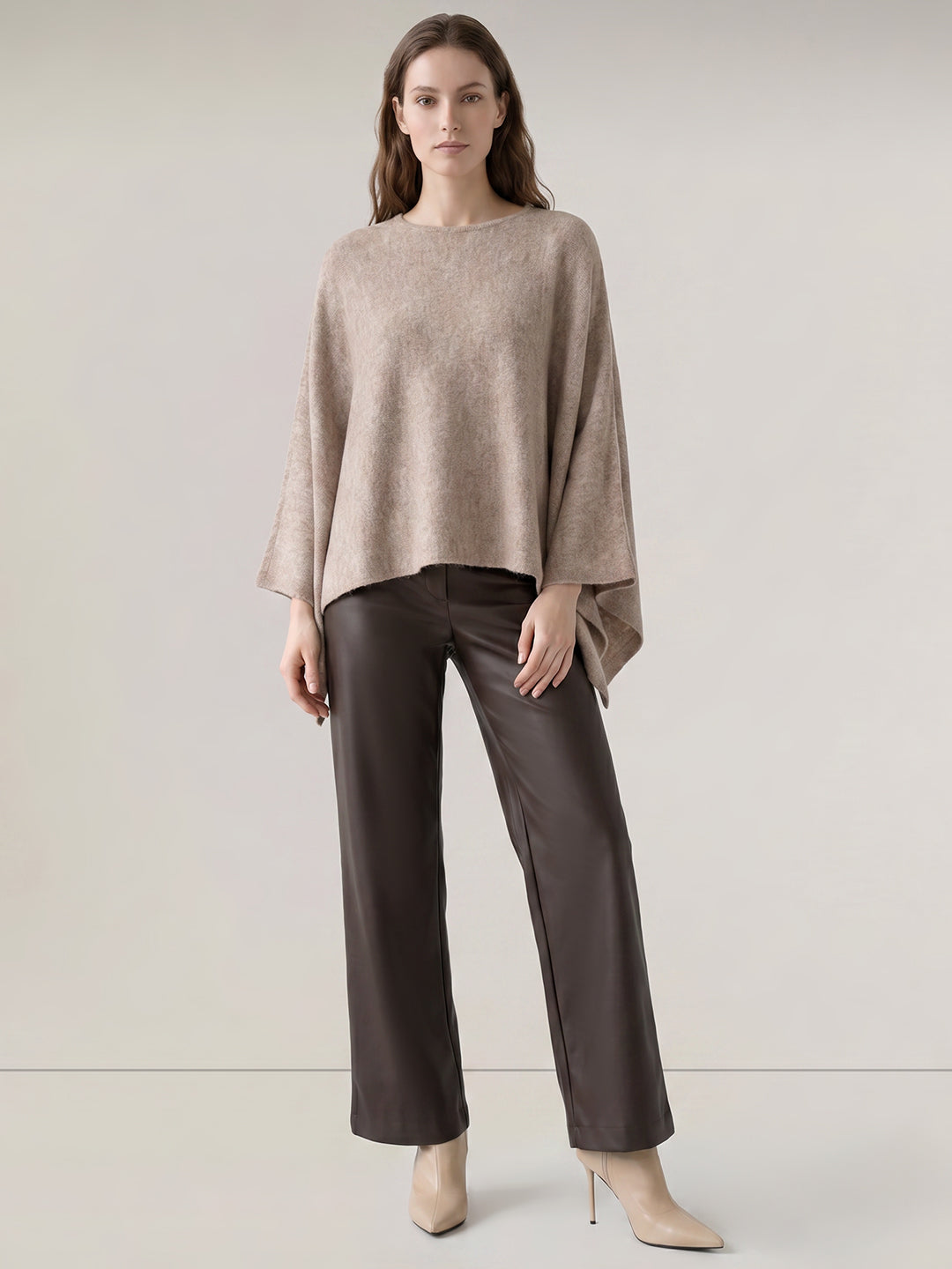 Light Brown O-Neck Cape