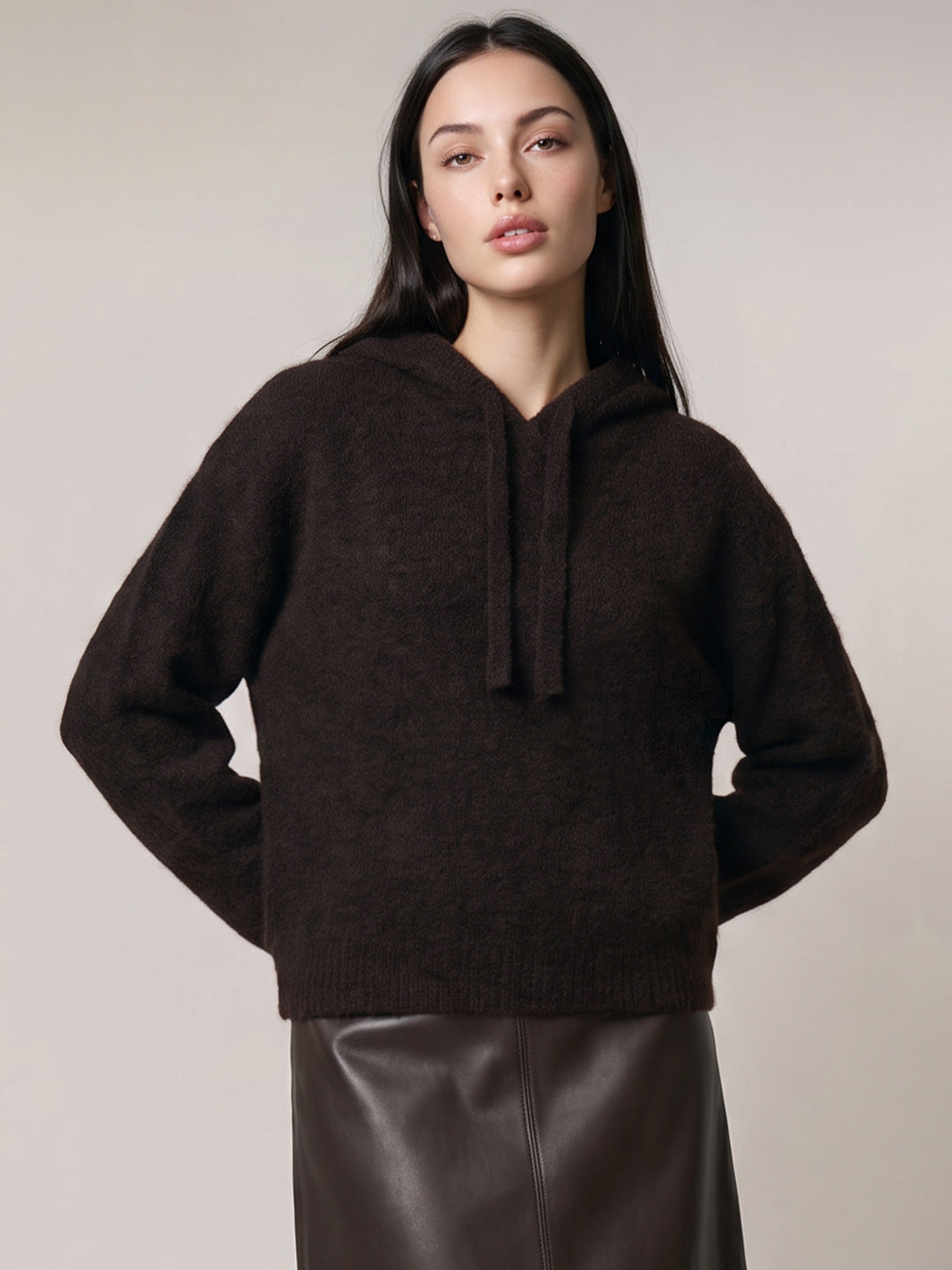 Dark Brown Hooded Pullover