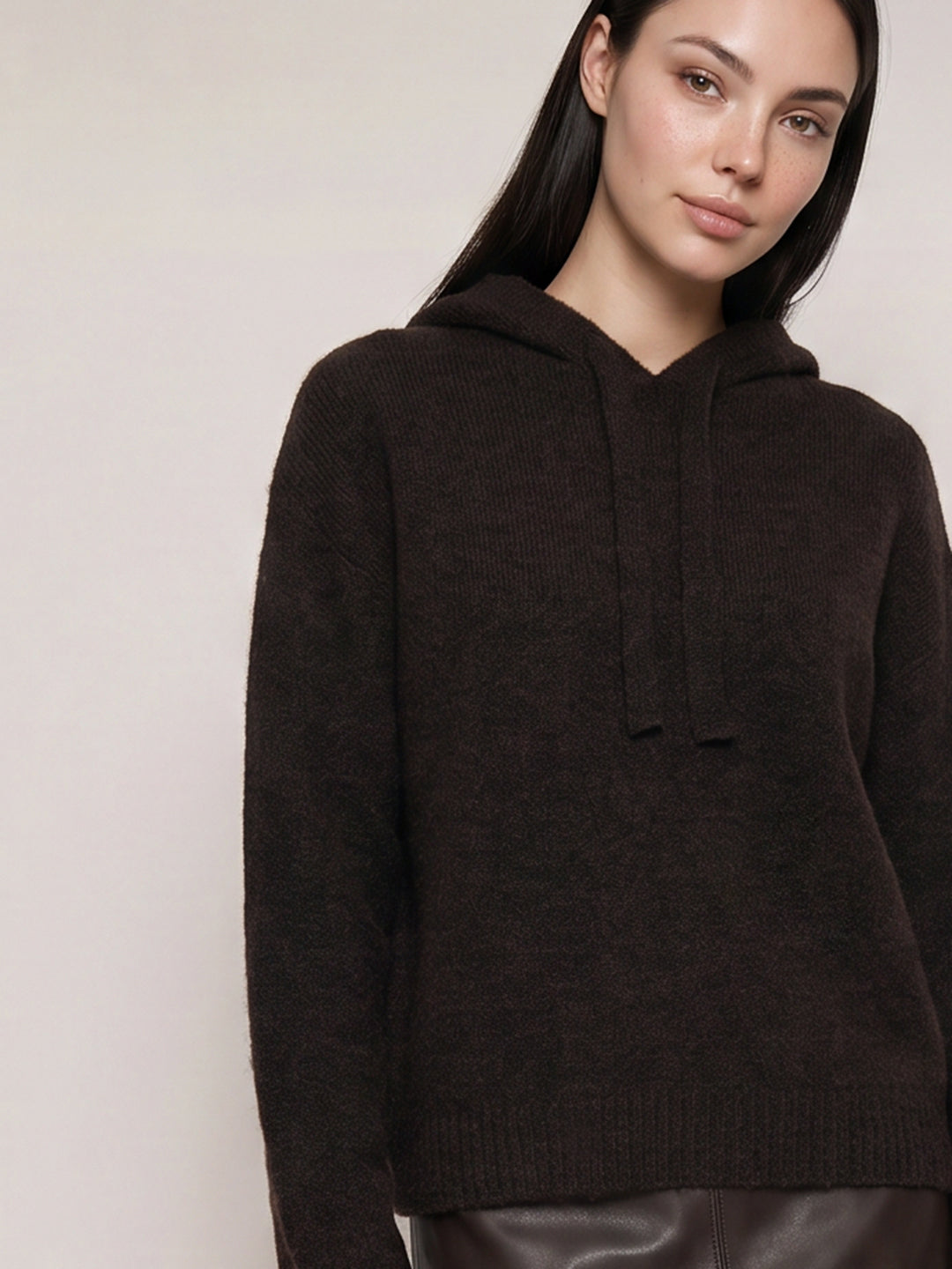 Dark Brown Hooded Pullover