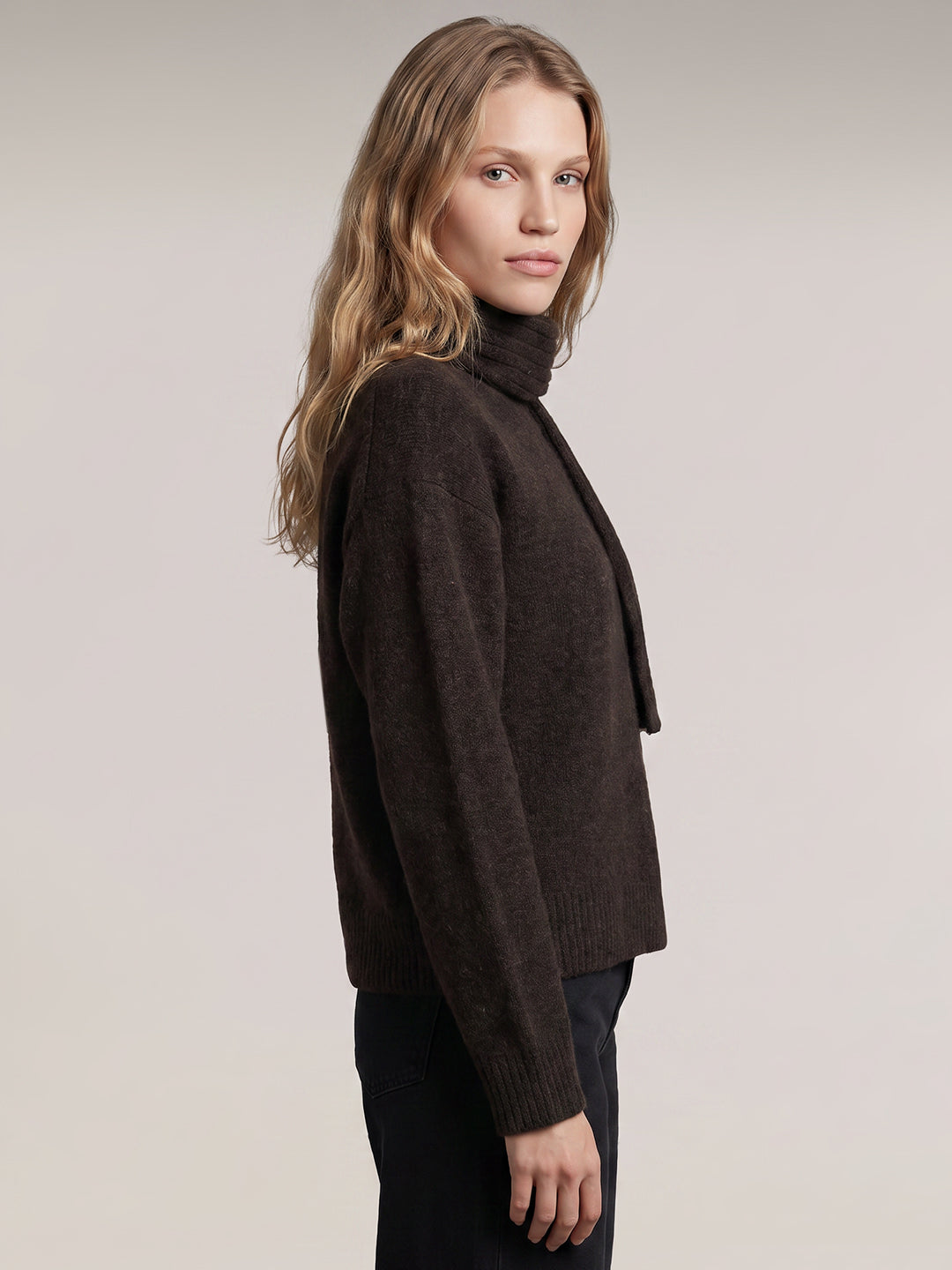 Dark Brown Scarf Pullover