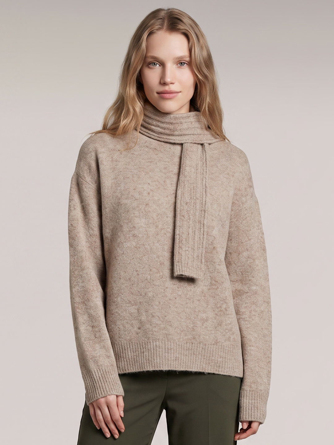 Beige Scarf Pullover
