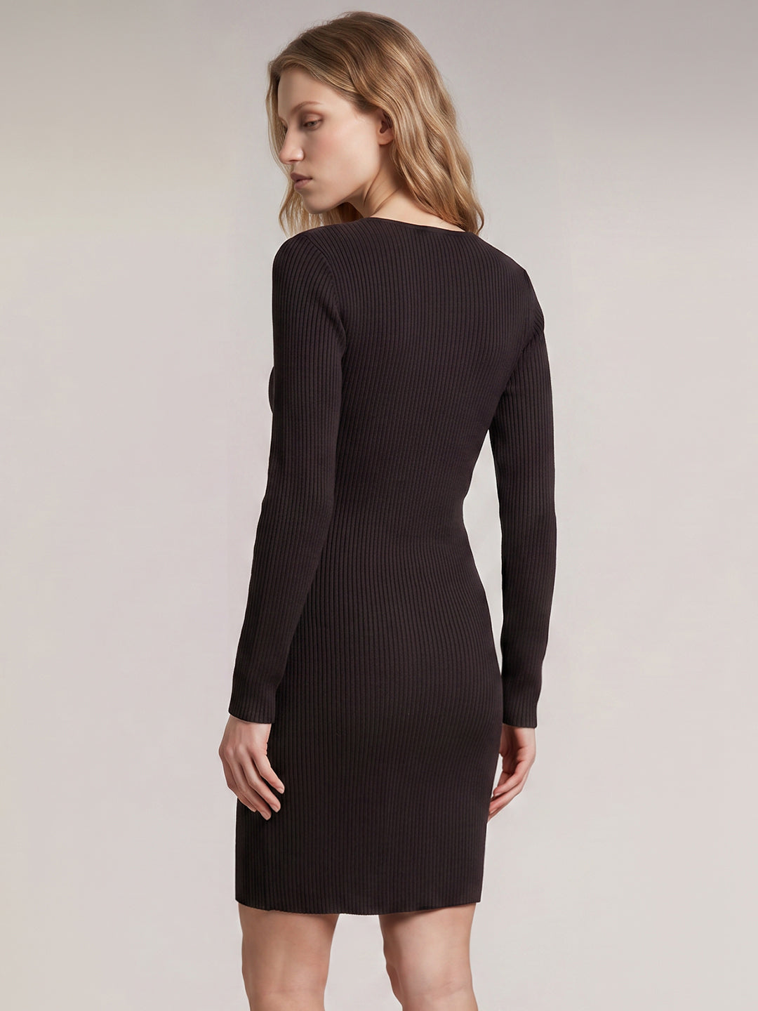 Dark Brown Boatneck Dress