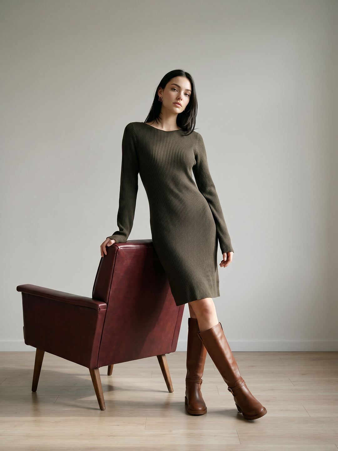 Dark Green Boatneck Dress