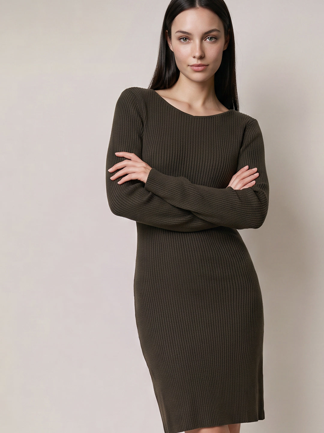 Dark Green Boatneck Dress