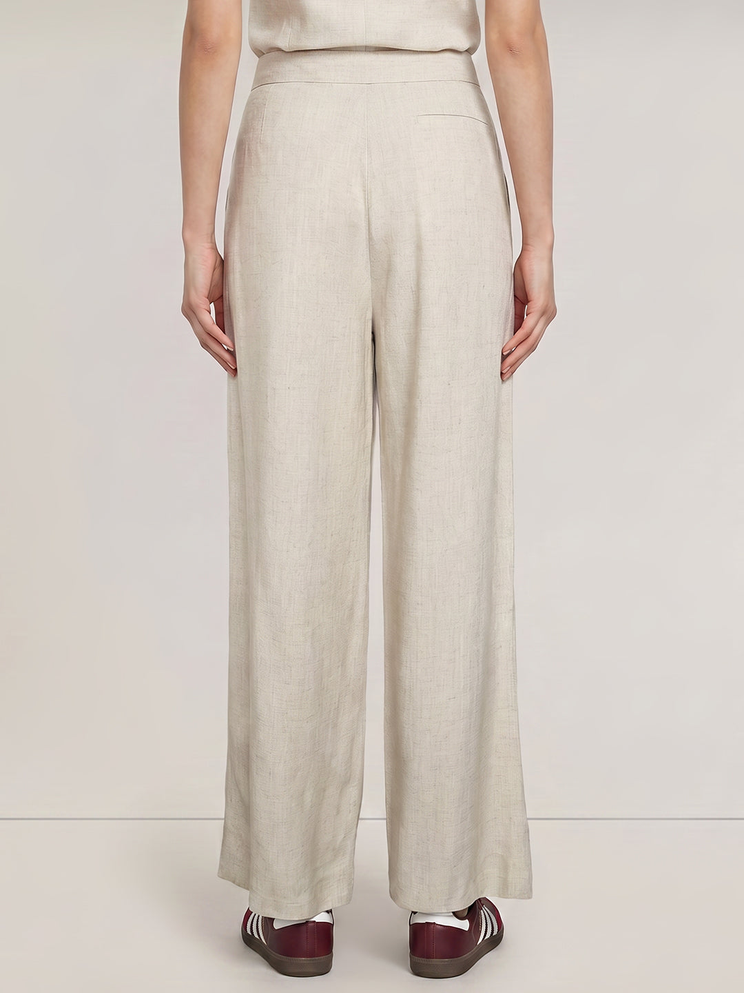 Beige Linen Blend Pants
