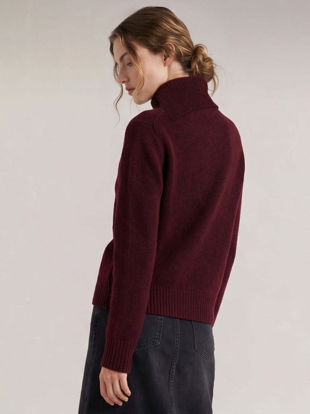 Burgundy Split-Neck Pullover