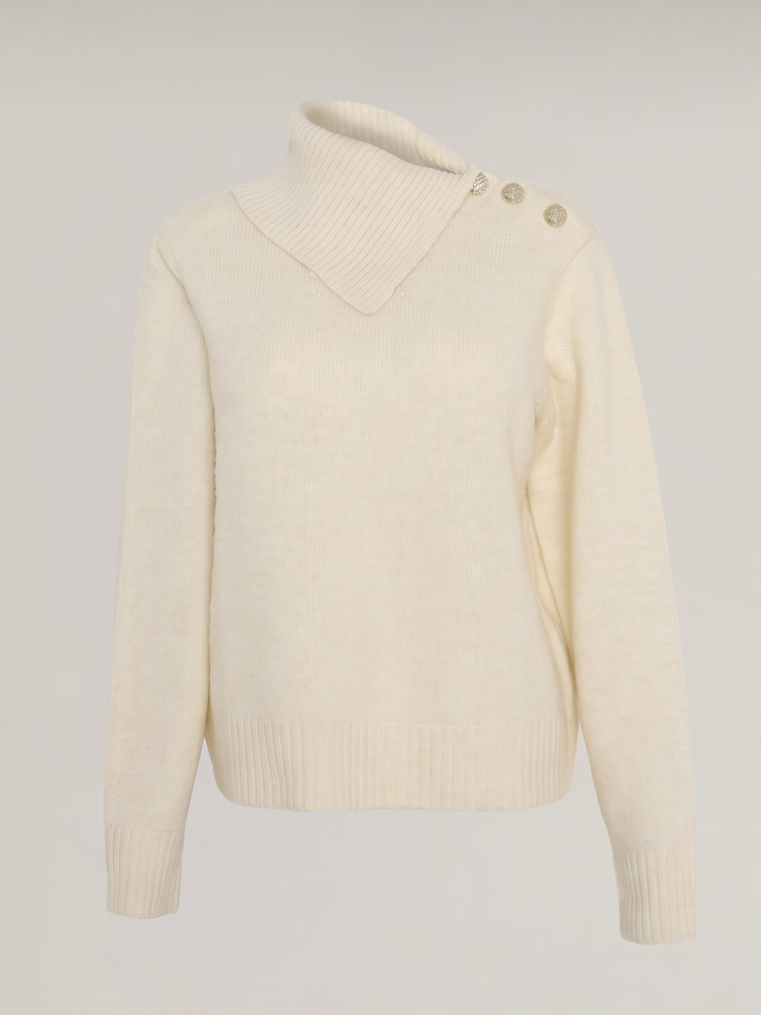 Beige Split-Neck Pullover