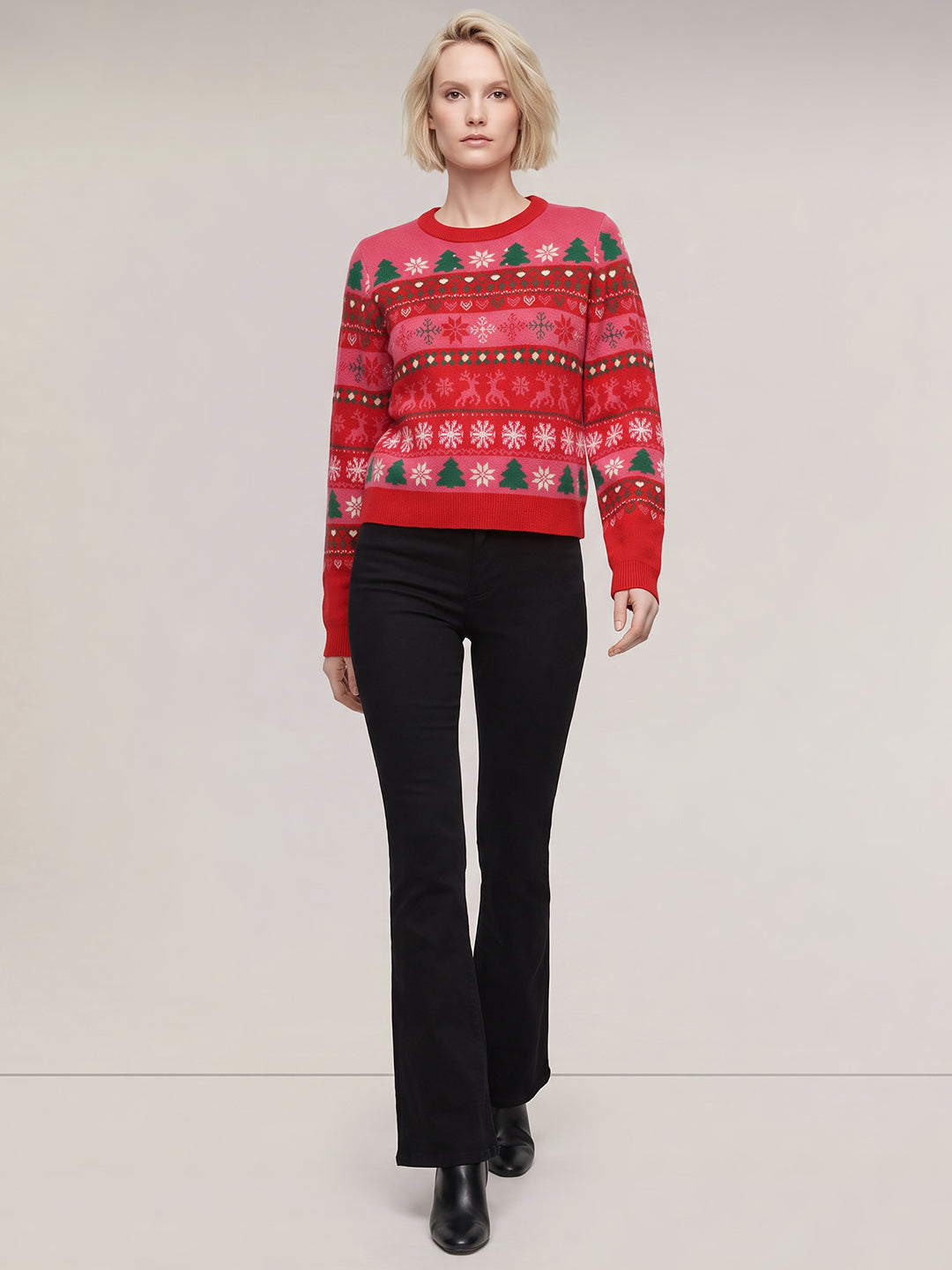 Red Christmas Print Pullover