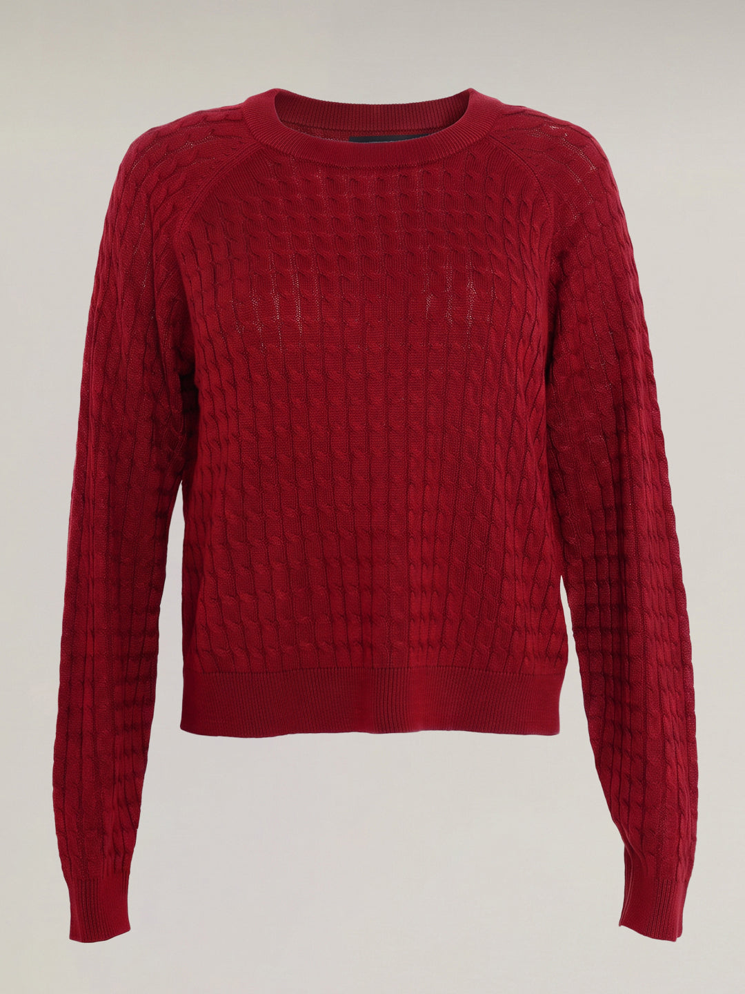 Red Cable-Knit Pullover