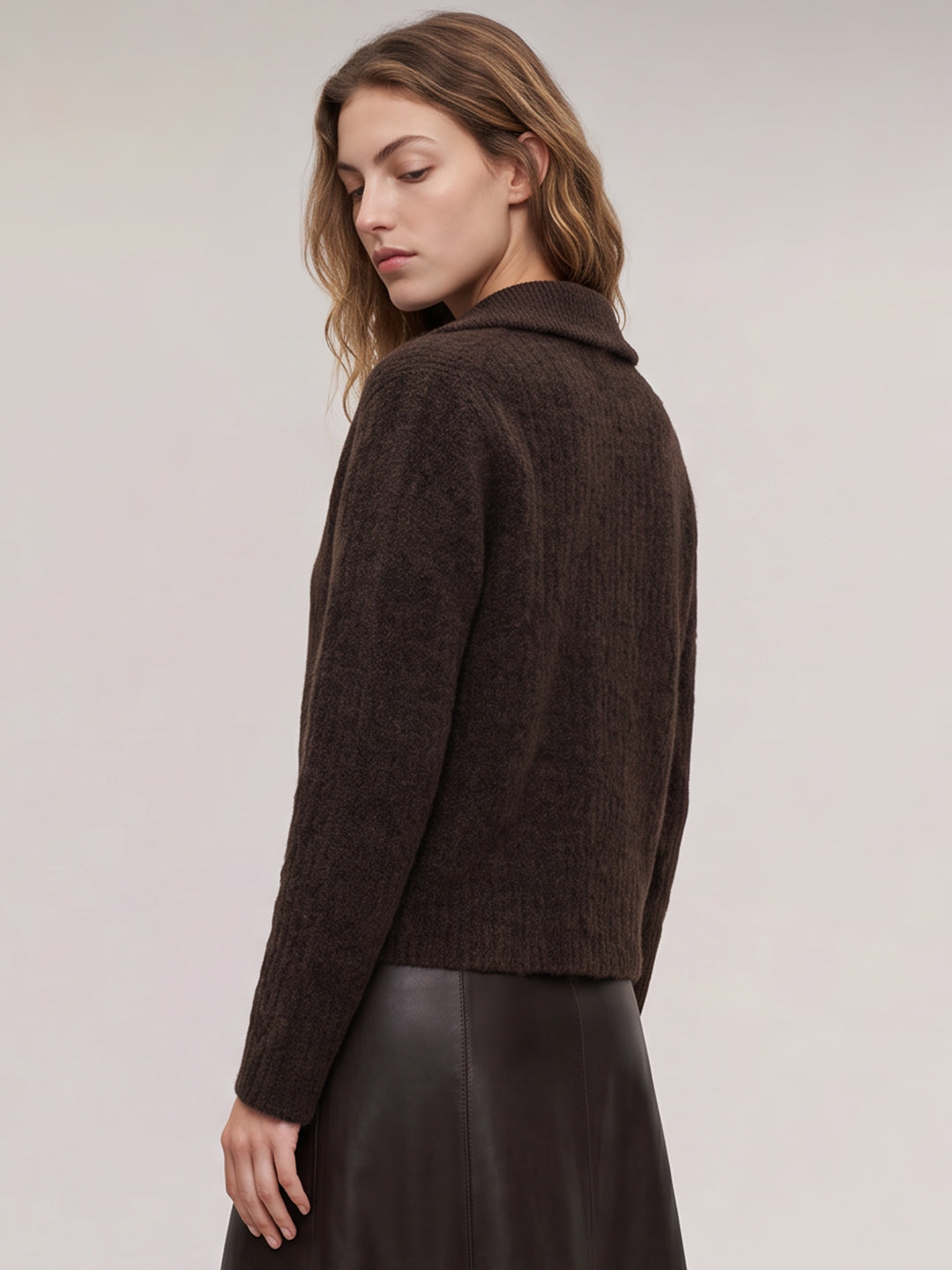 Brown Zip-Neck Pullover