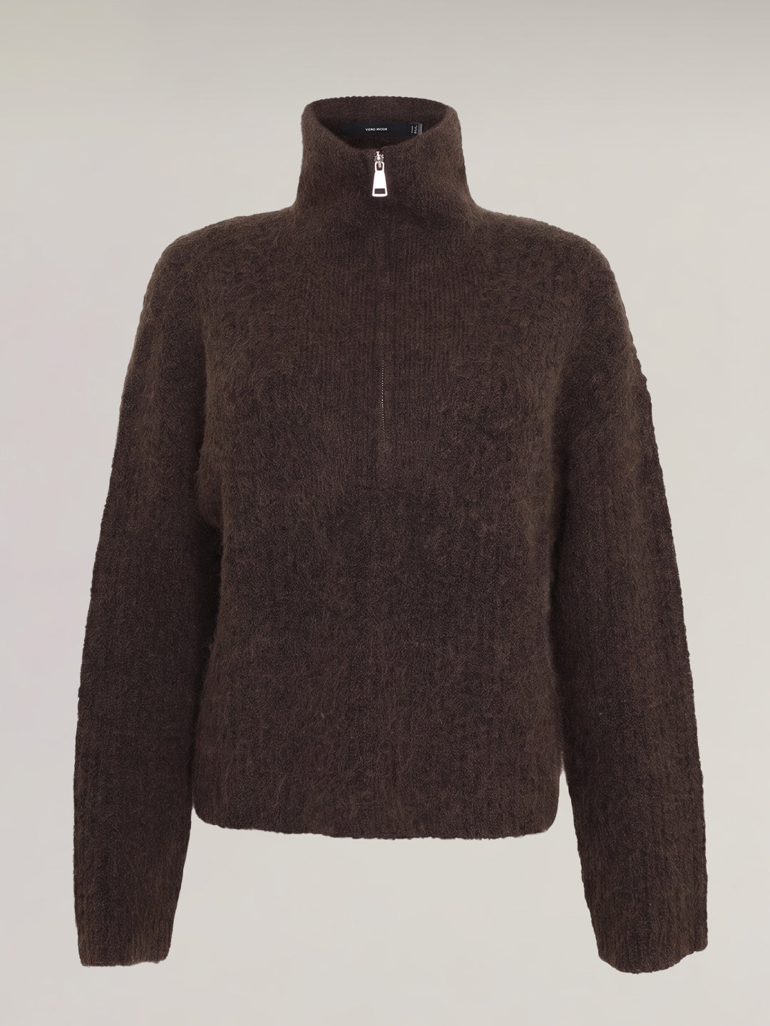 Brown Zip-Neck Pullover