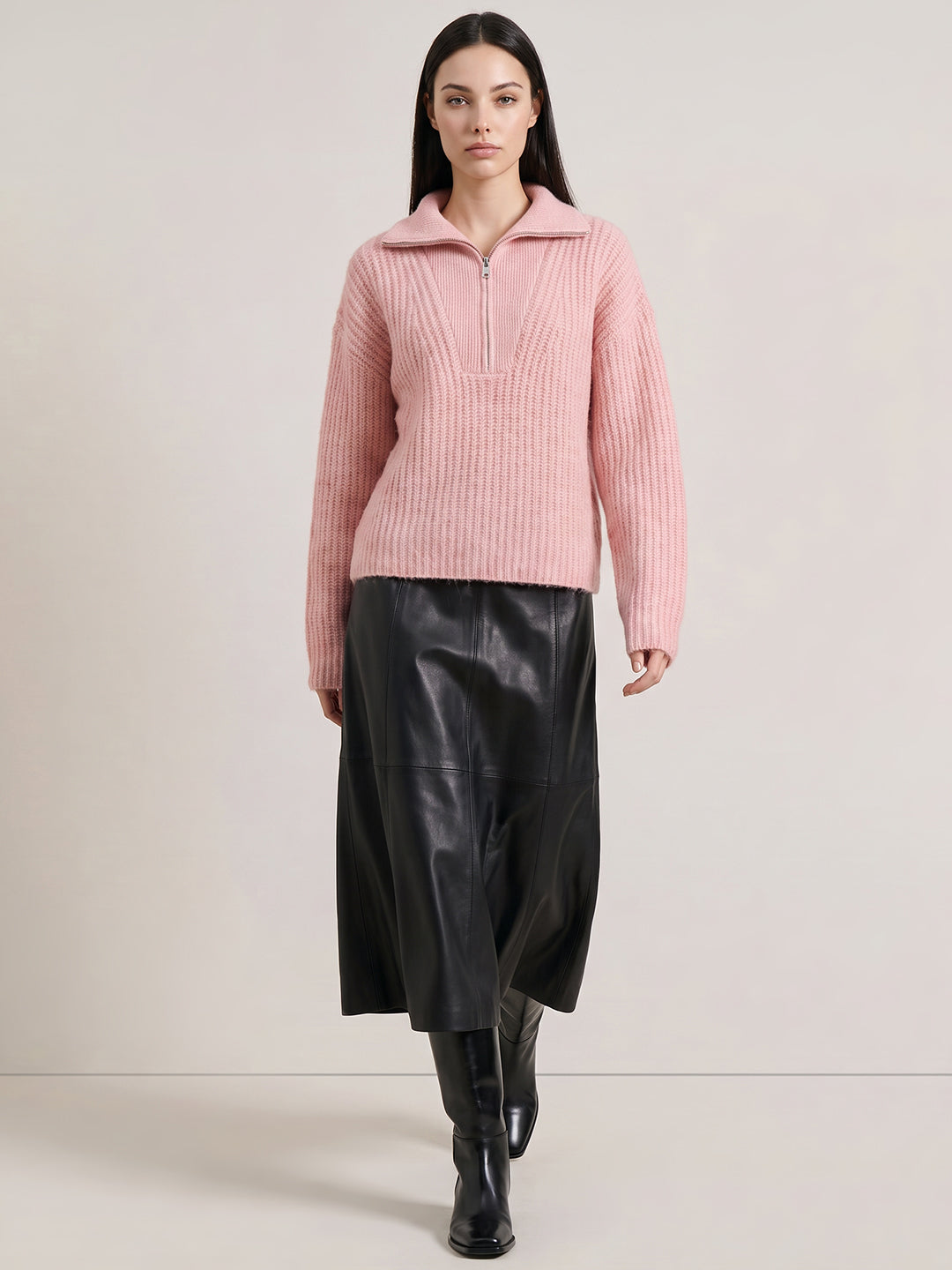 Pink Zip-Neck Pullover