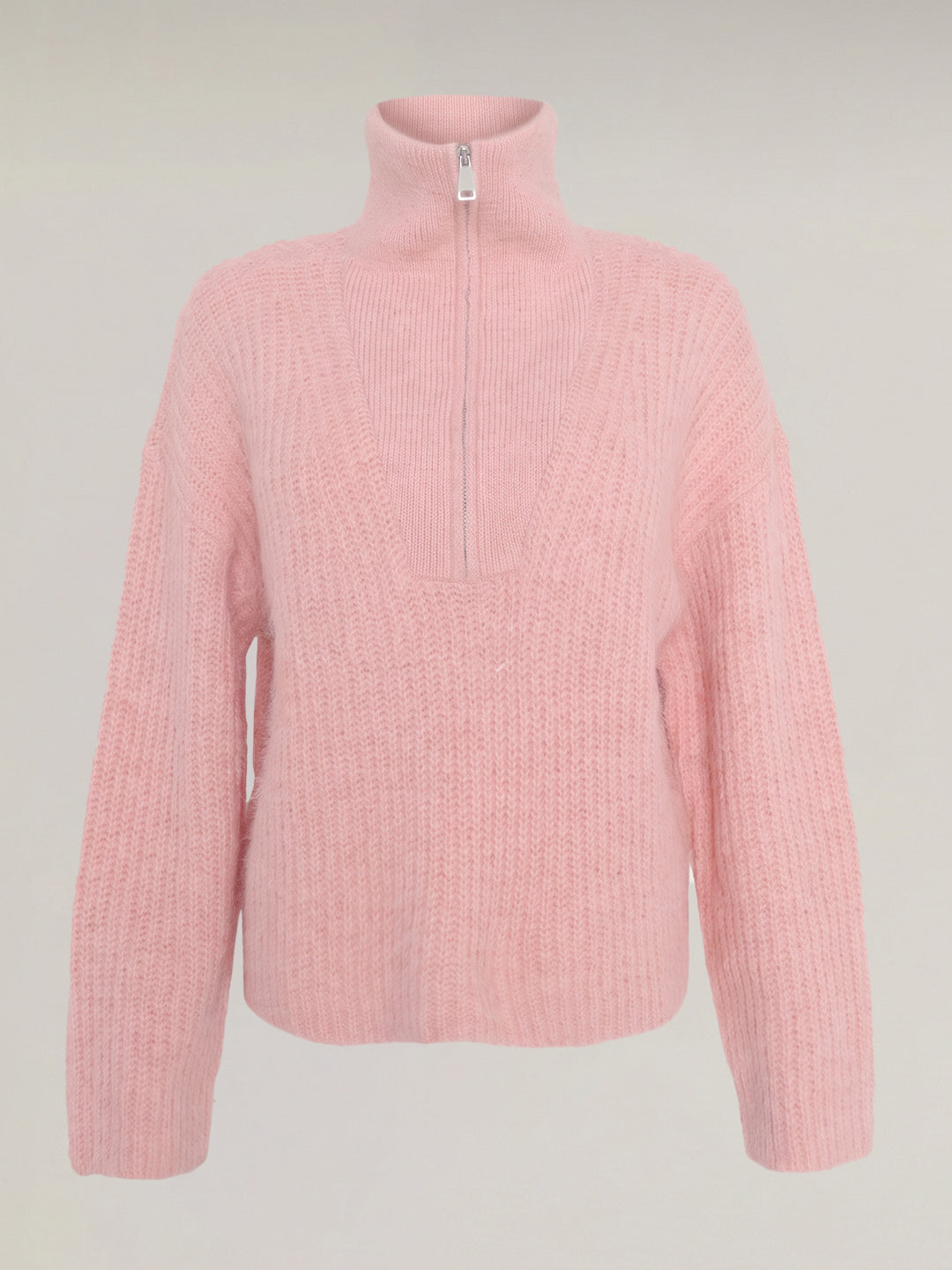 Pink Zip-Neck Pullover