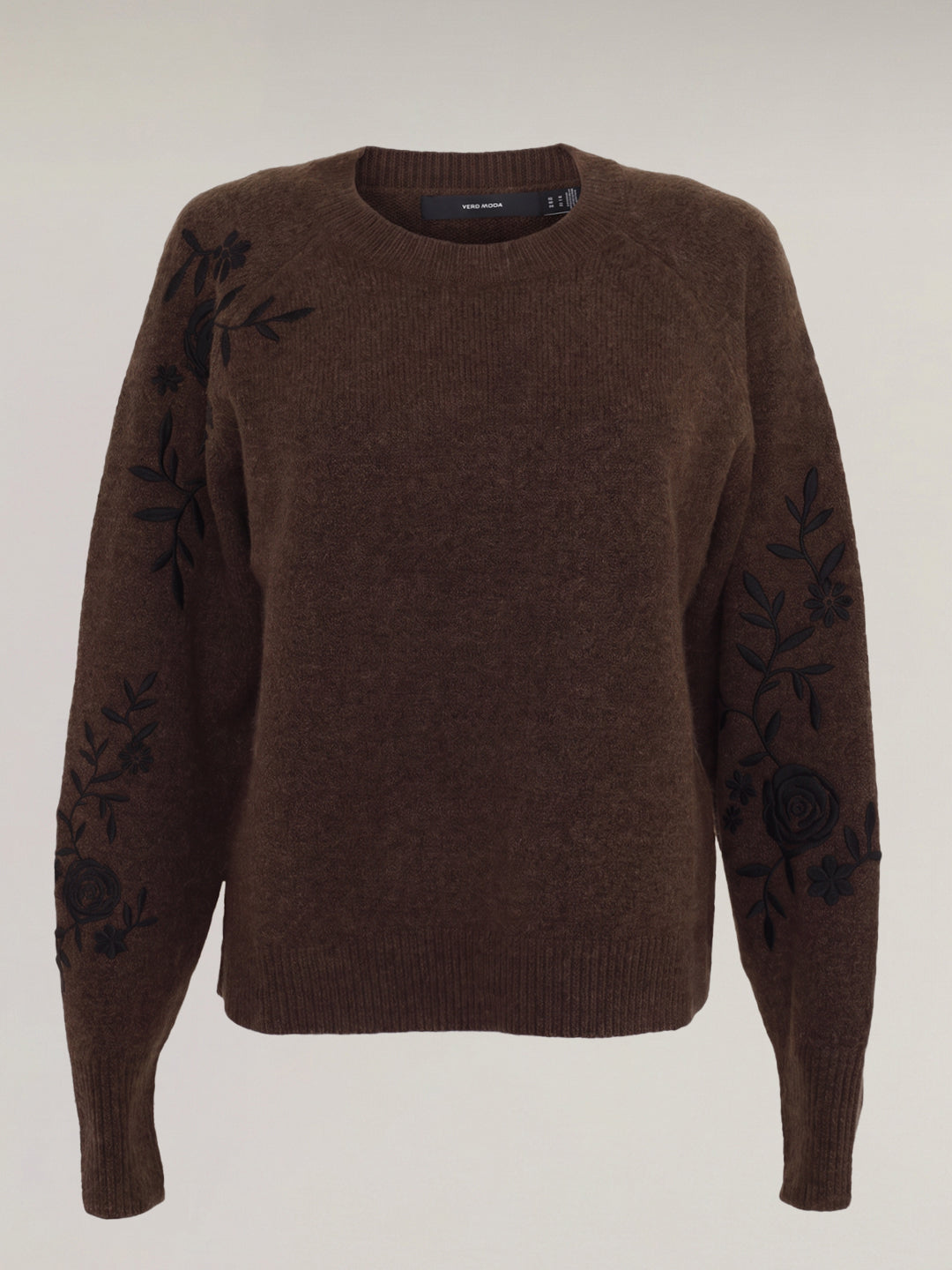 Brown Embroidered Pullover