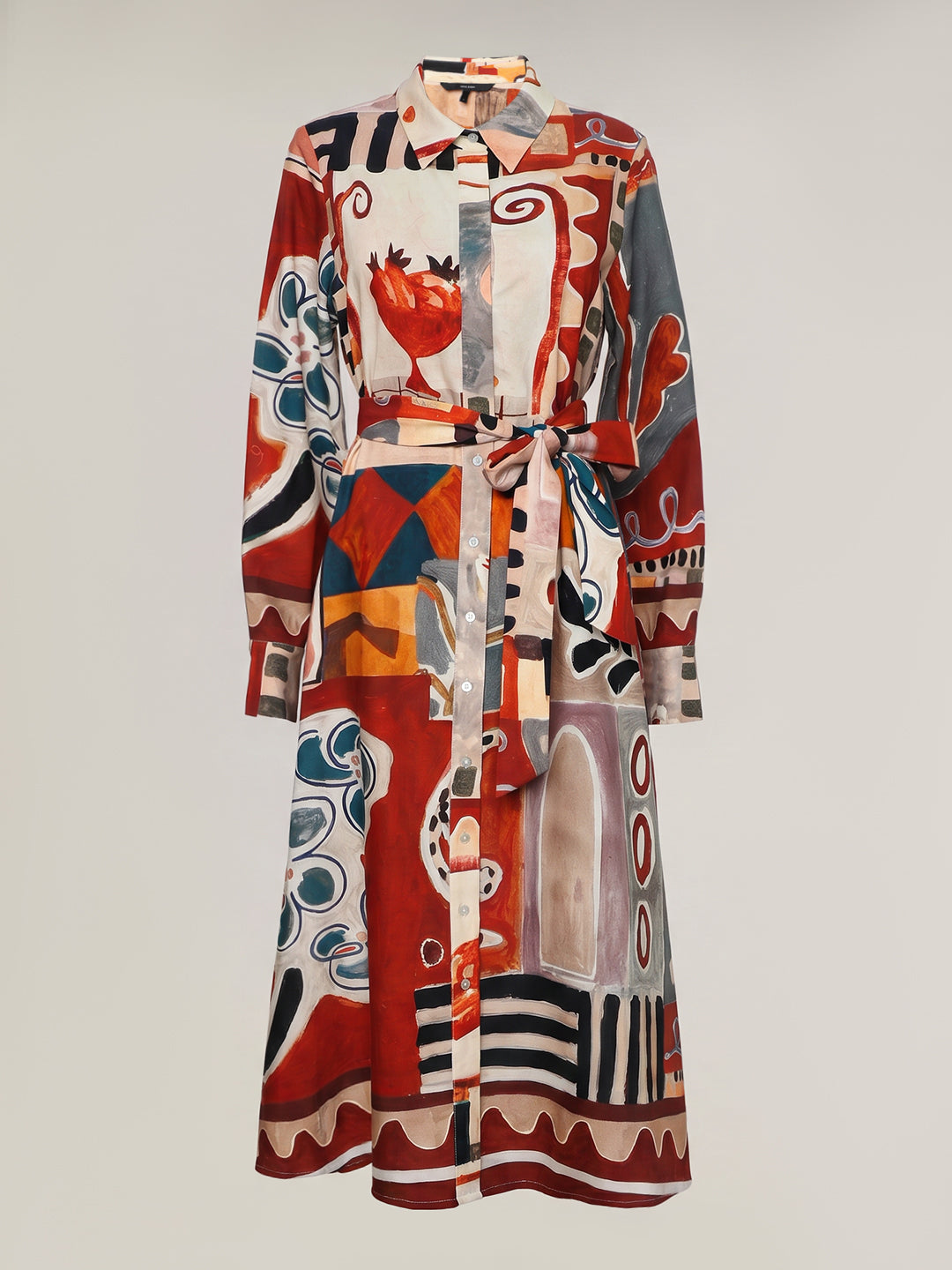 Rust Printed Shirt Dress