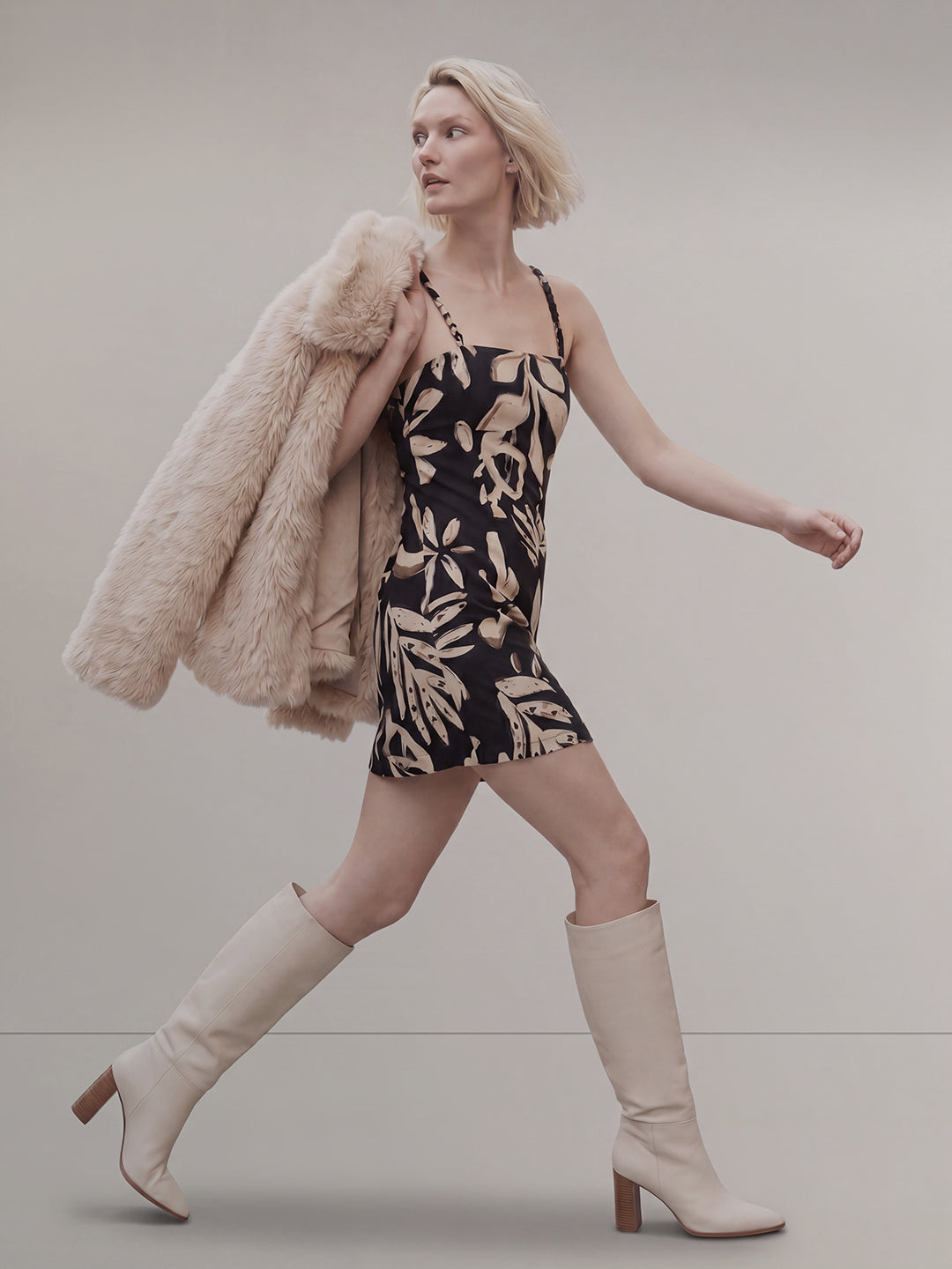Ecru Printed Dress
