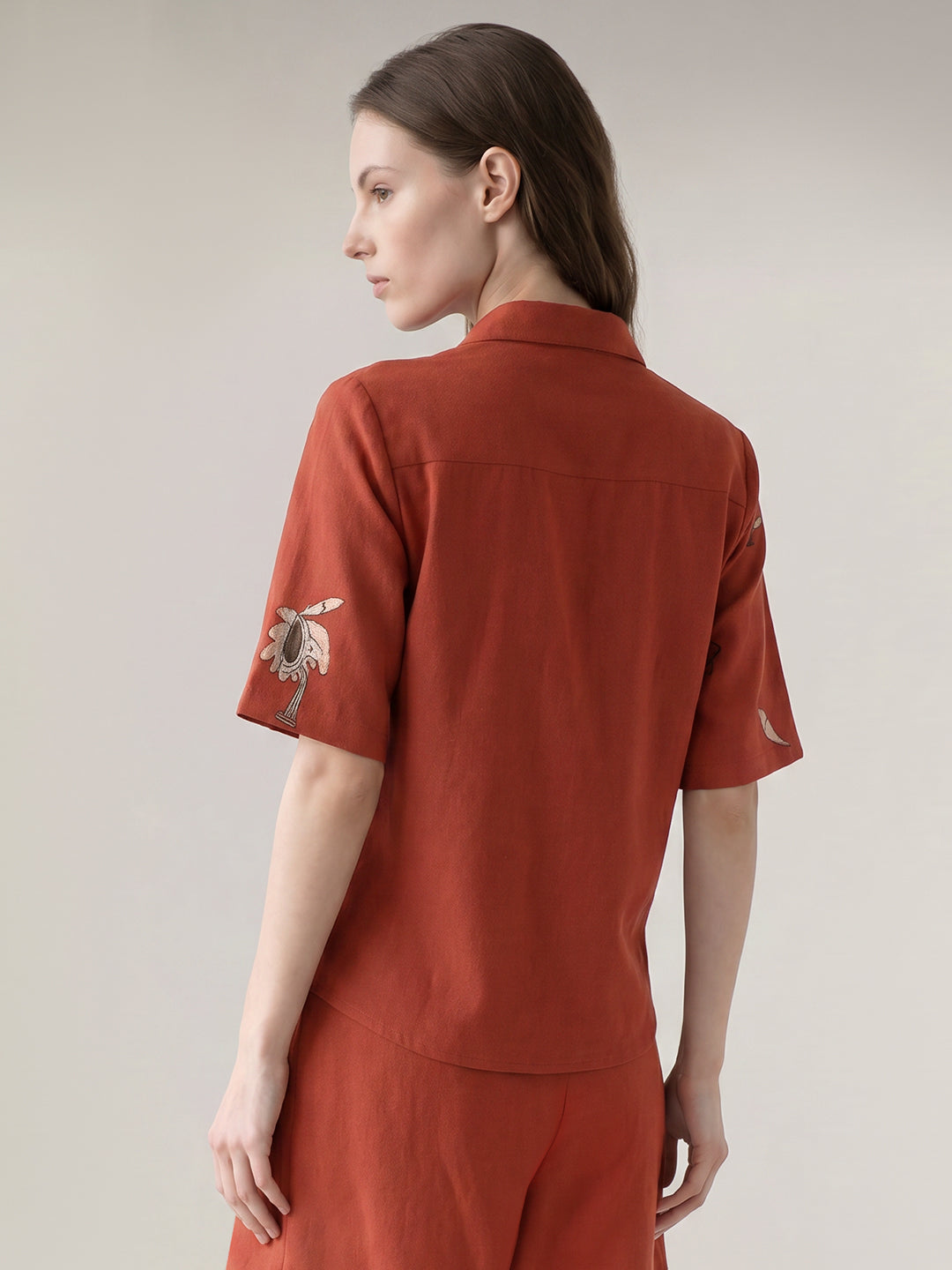 Rust Printed Cotton Shirt