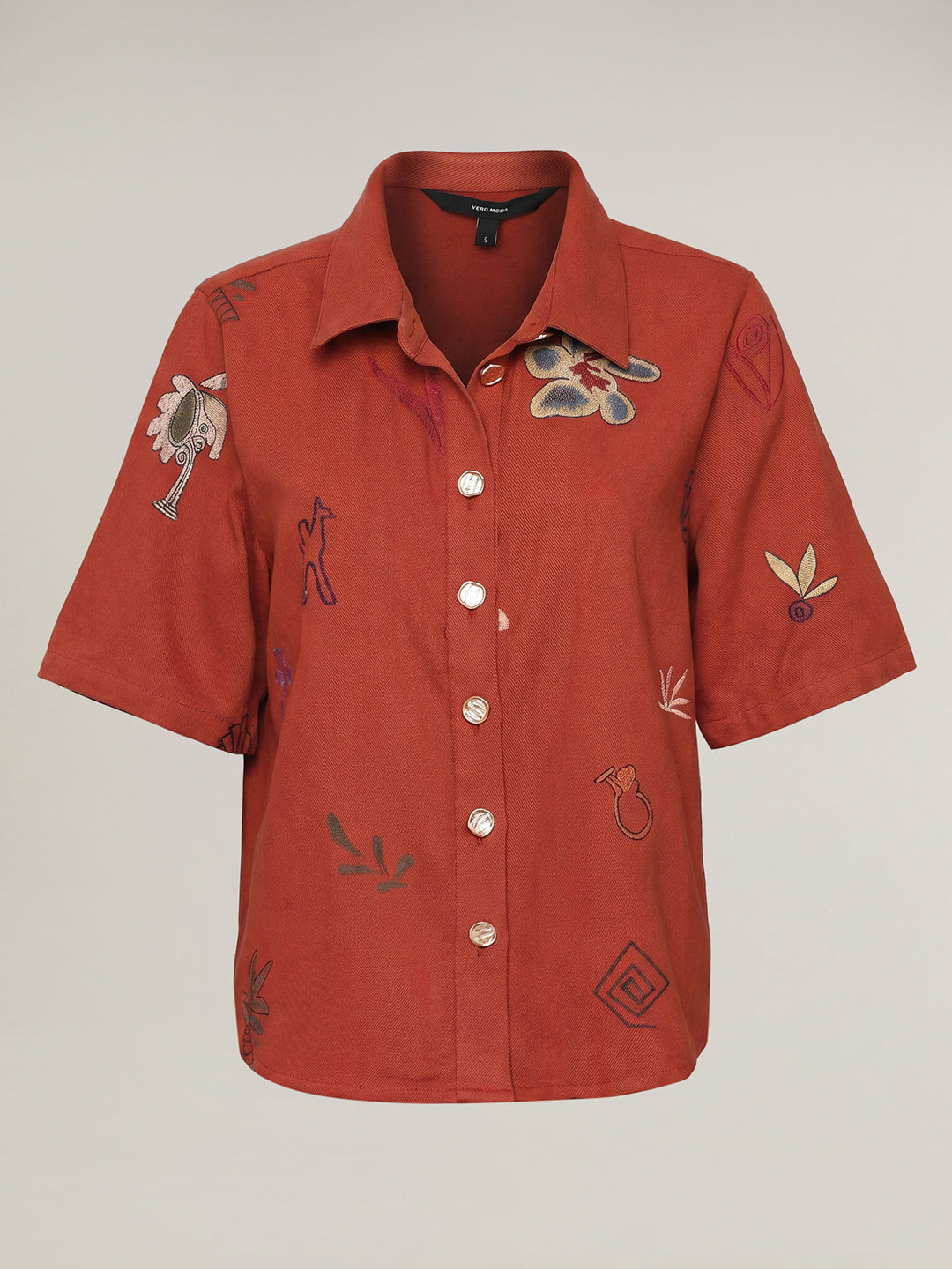 Rust Printed Cotton Shirt