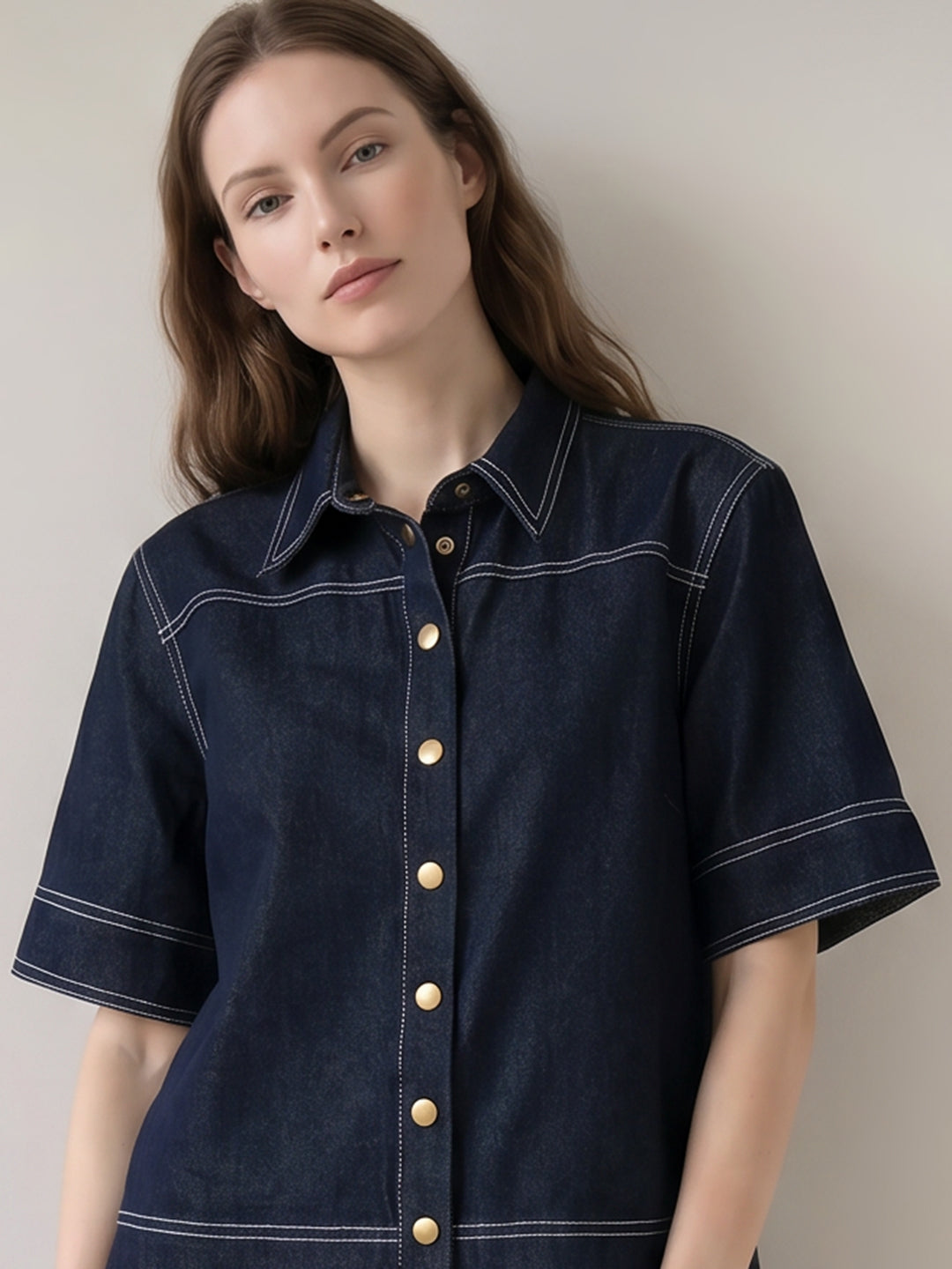Dark Blue Denim Shirt