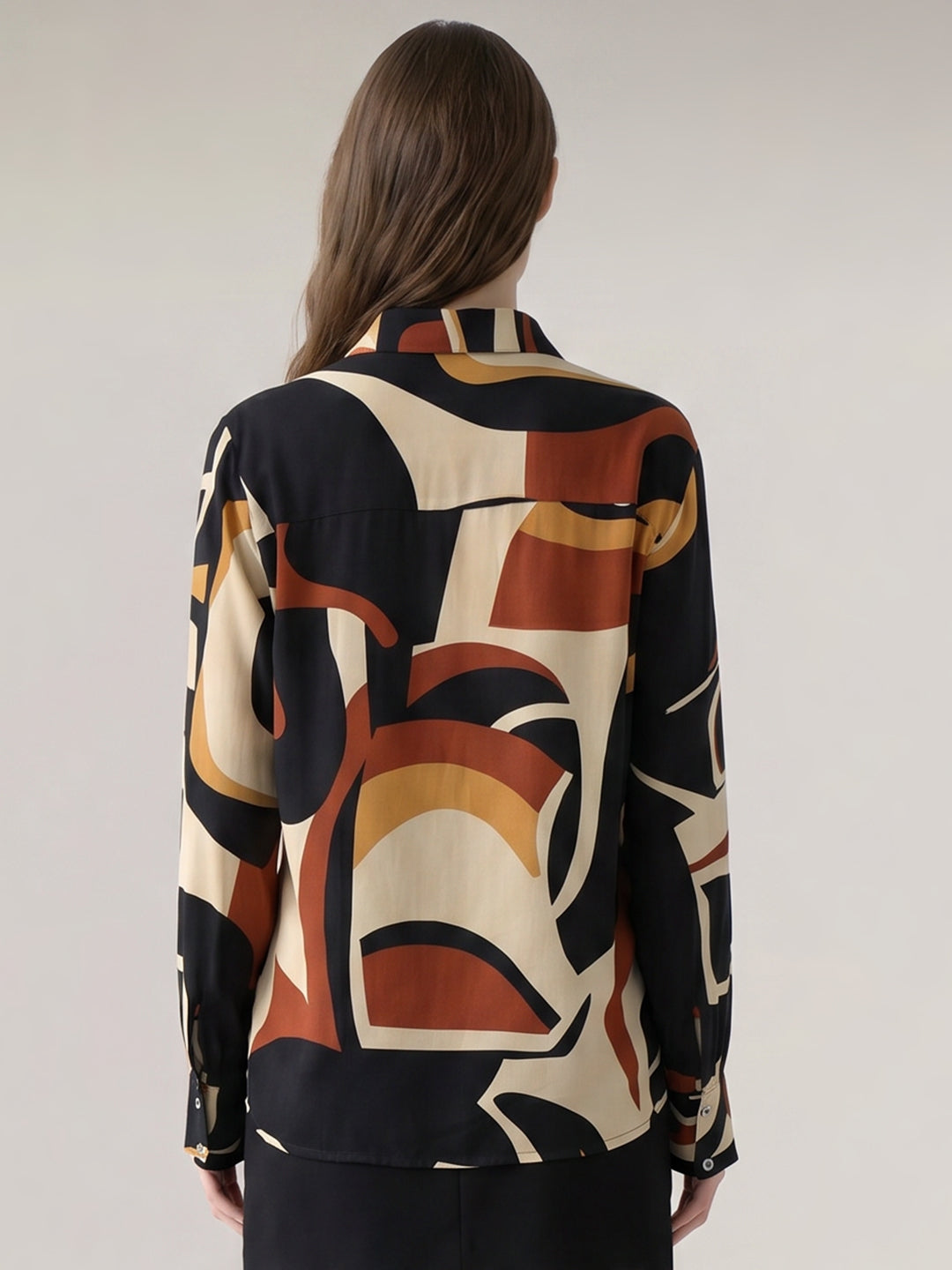 Brown Abstract Print Shirt