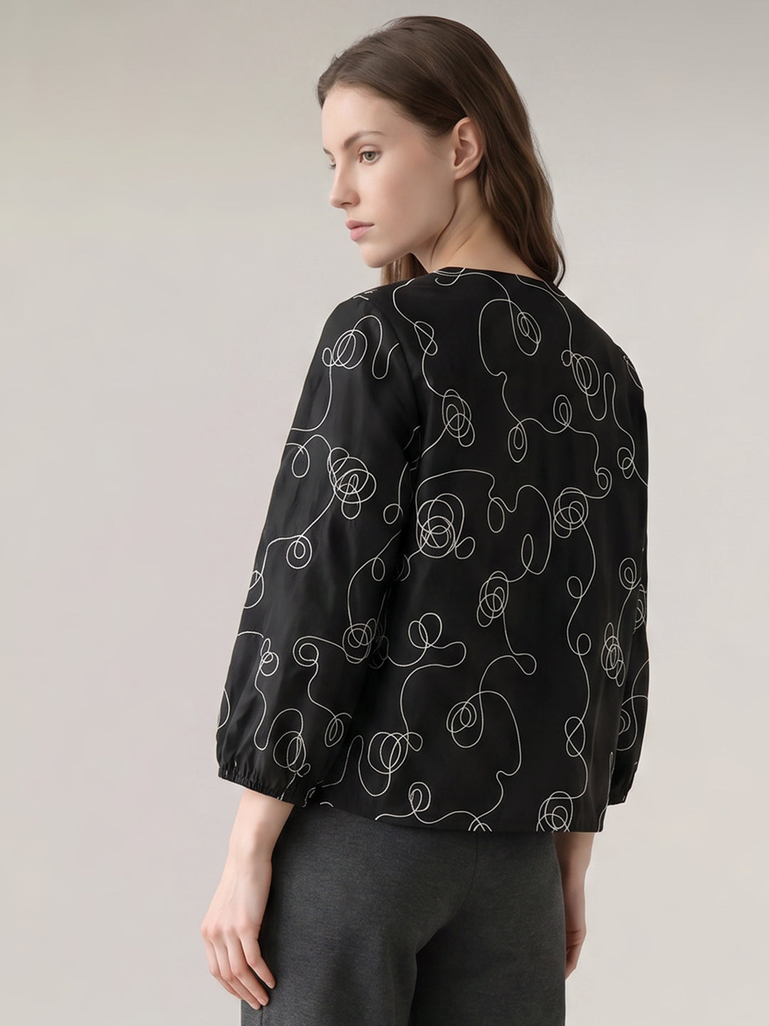 Black Printed Top