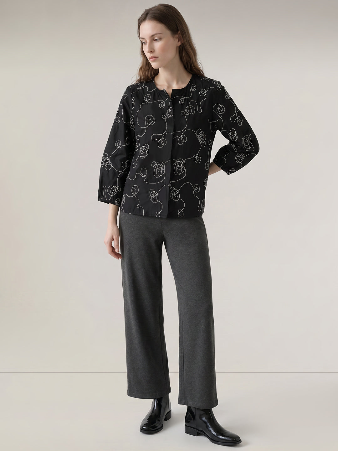 Black Printed Top