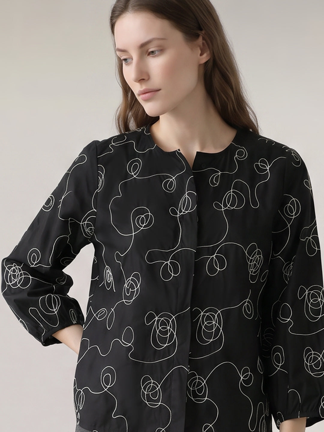 Black Printed Top